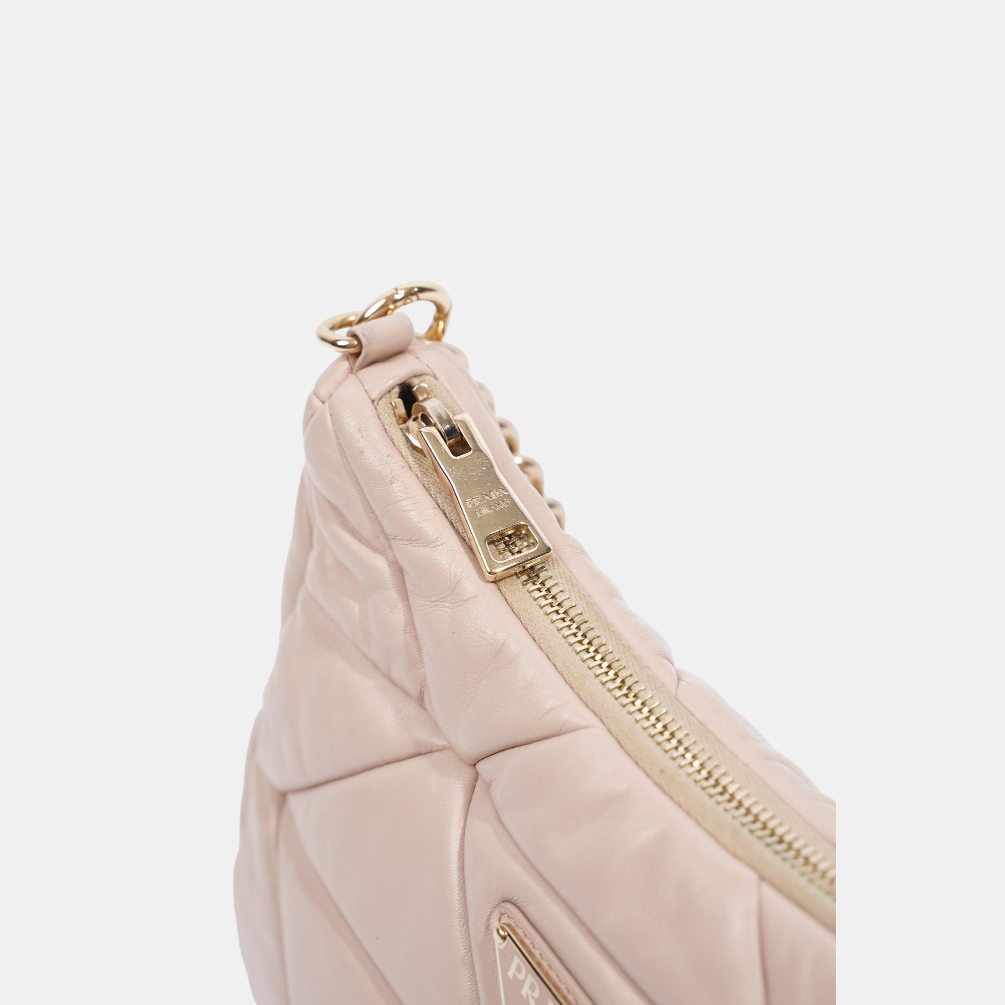 Prada Womens System Patchwork Bag Nude Nappa Leather