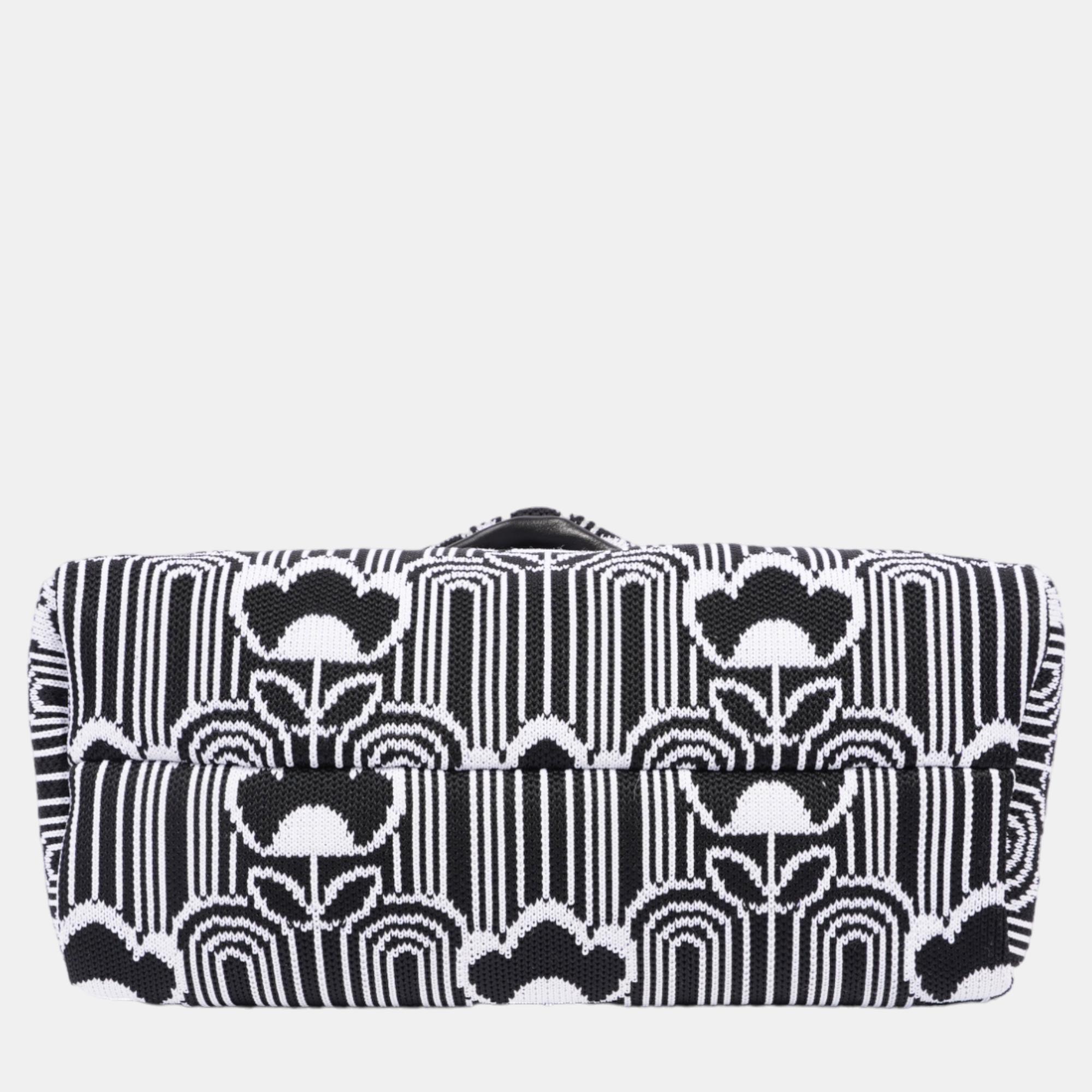 Prada Signaux Jacquard Shoulder Bag Black / White Fabric