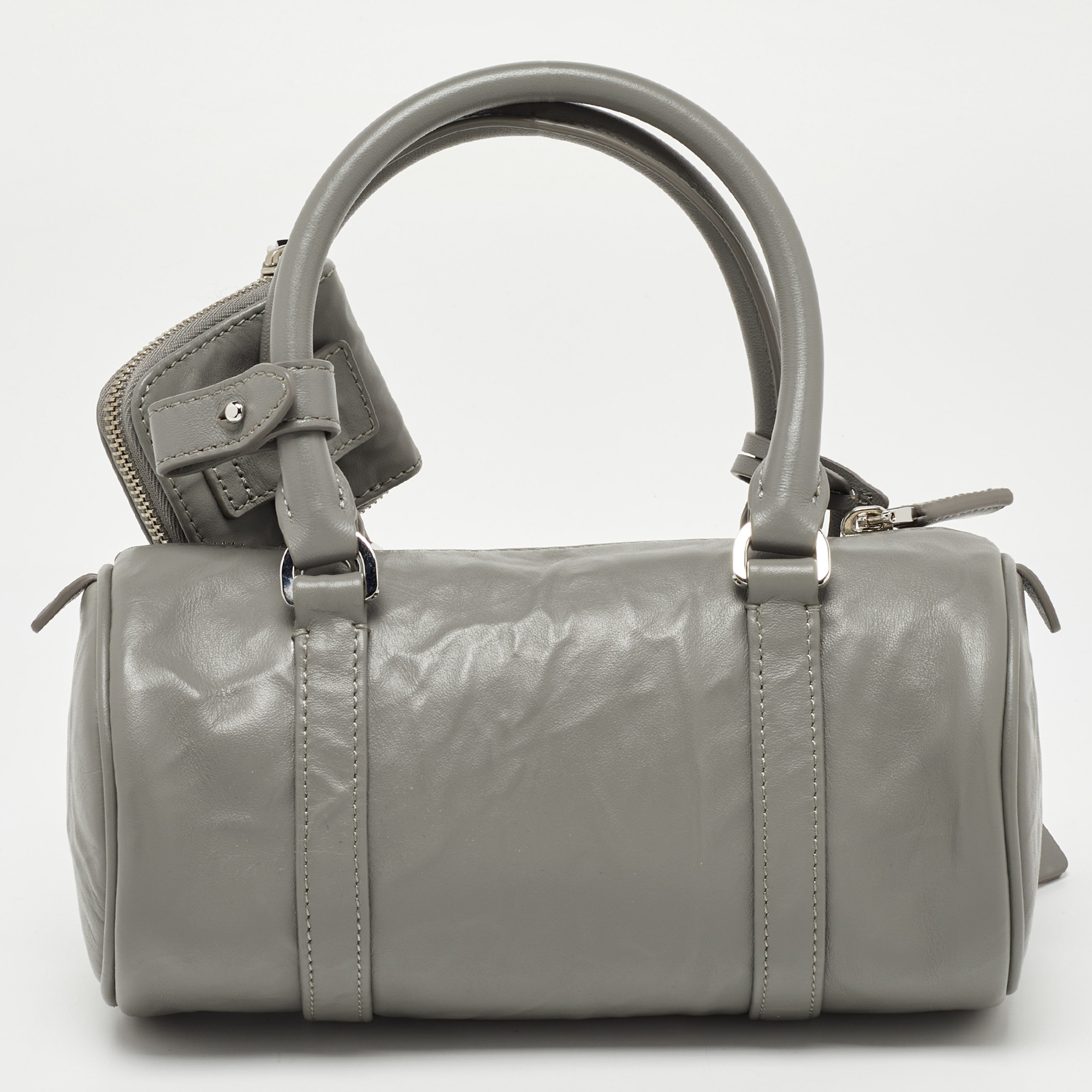 Prada Grey Leather Crossbody Bag