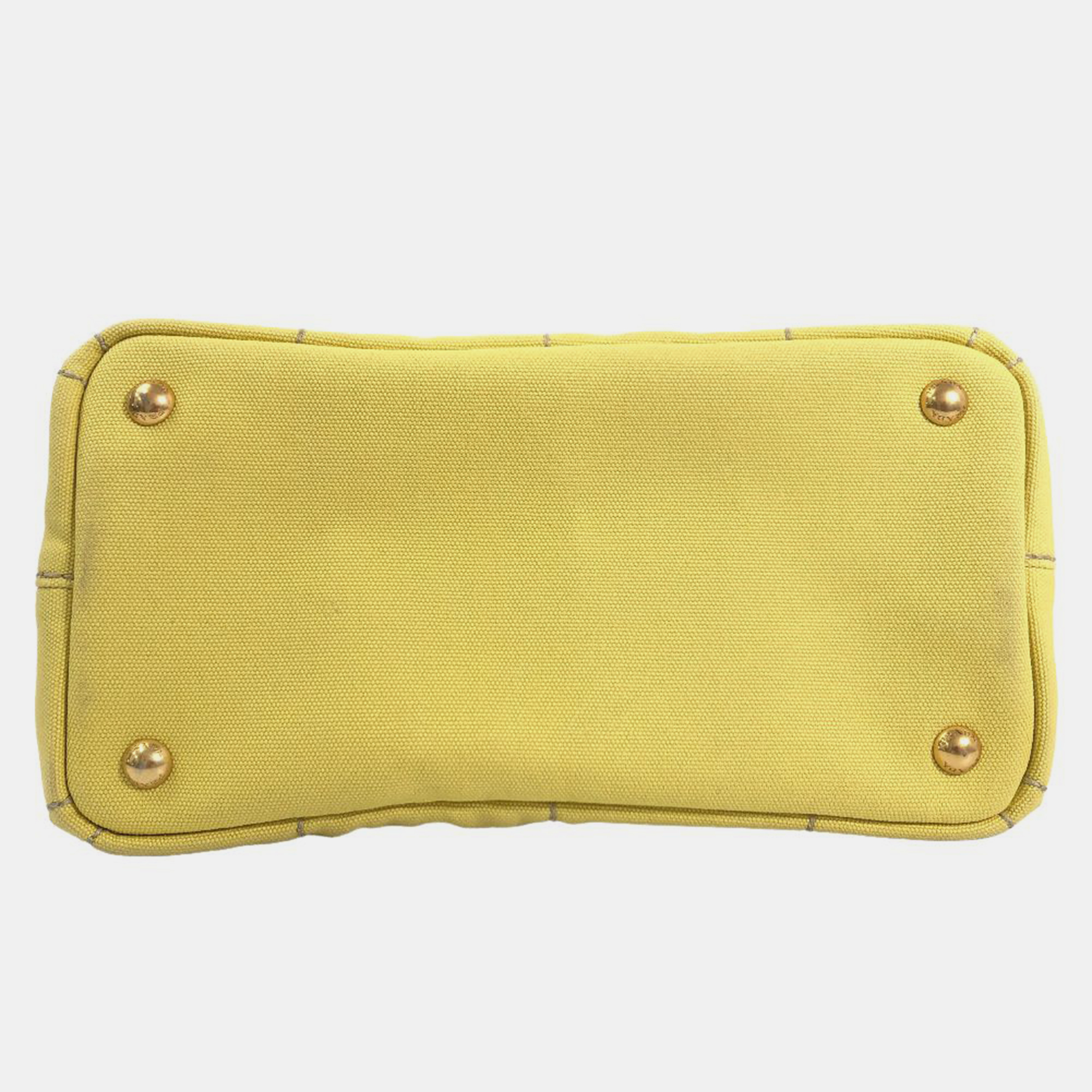 Prada Yellow Canvas Canapa Logo Tote Bag