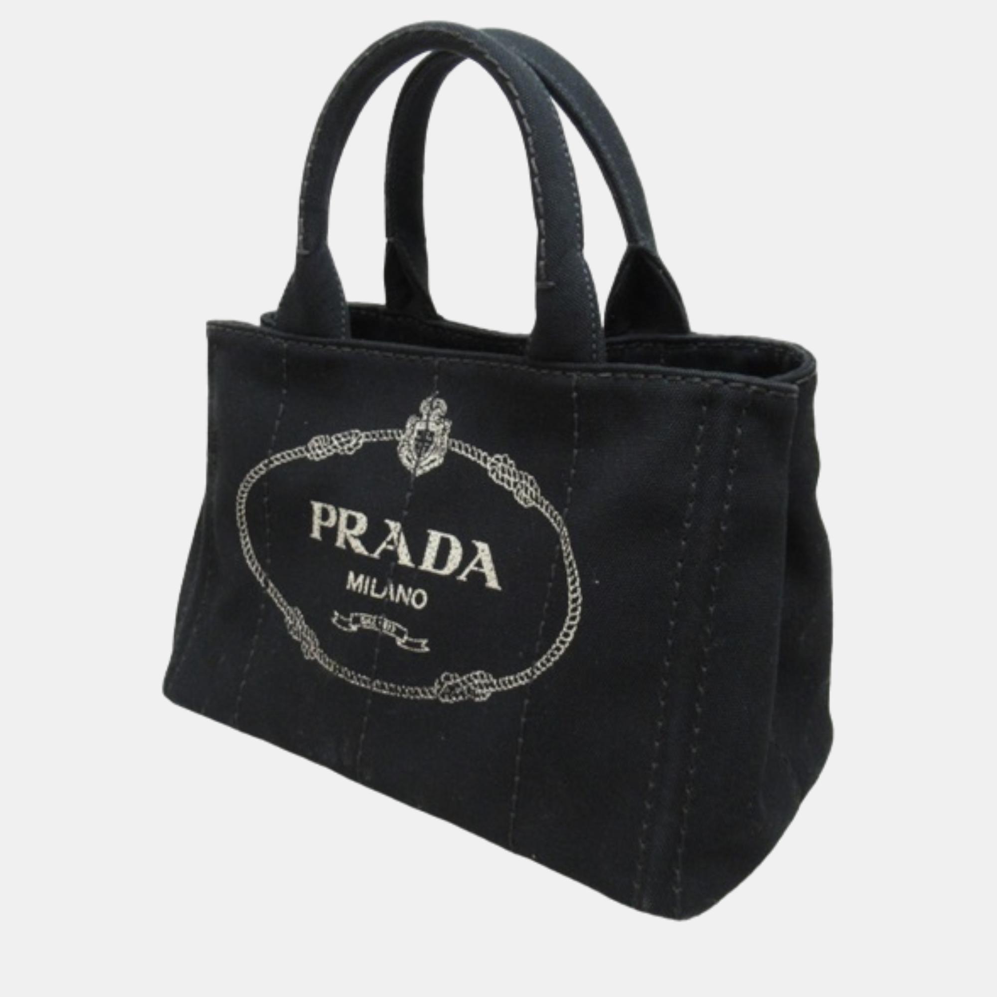 

Prada Black Canvas Canapa Logo Handbag Handbag