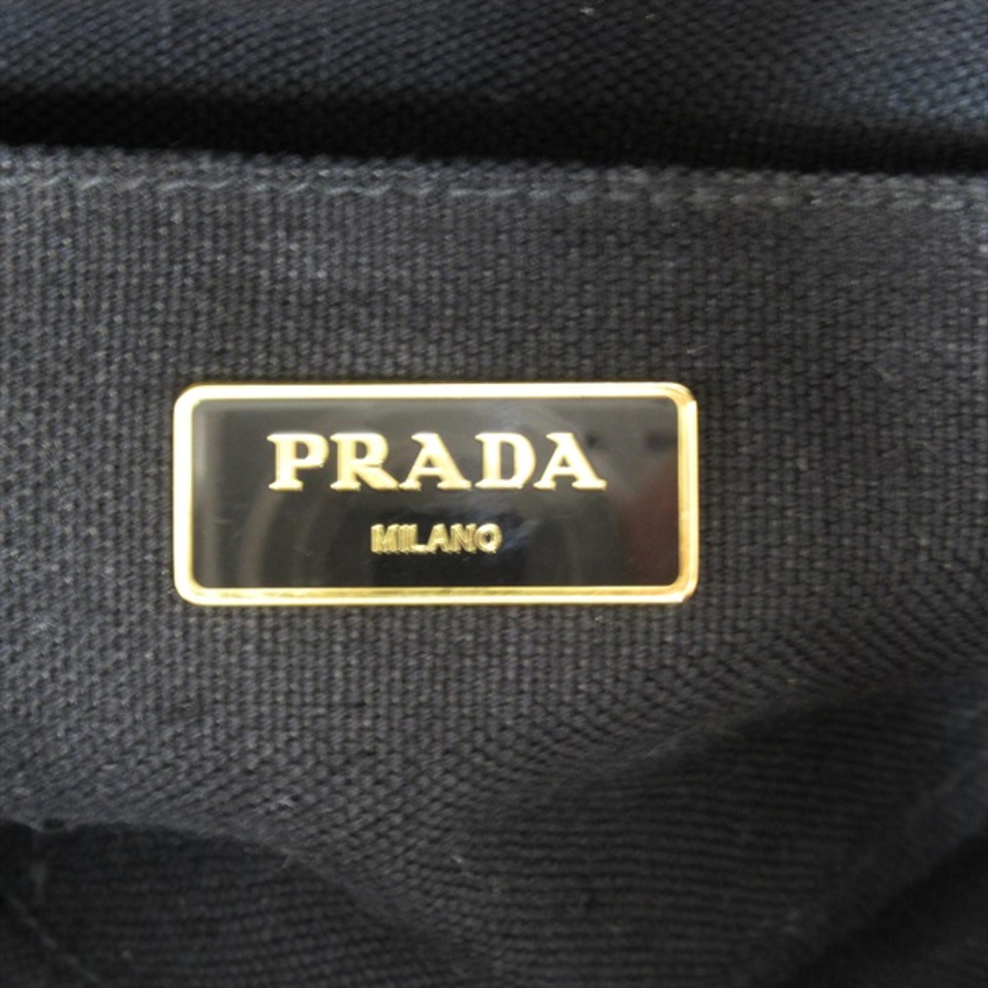 Prada Black Canvas Canapa Logo Handbag Handbag