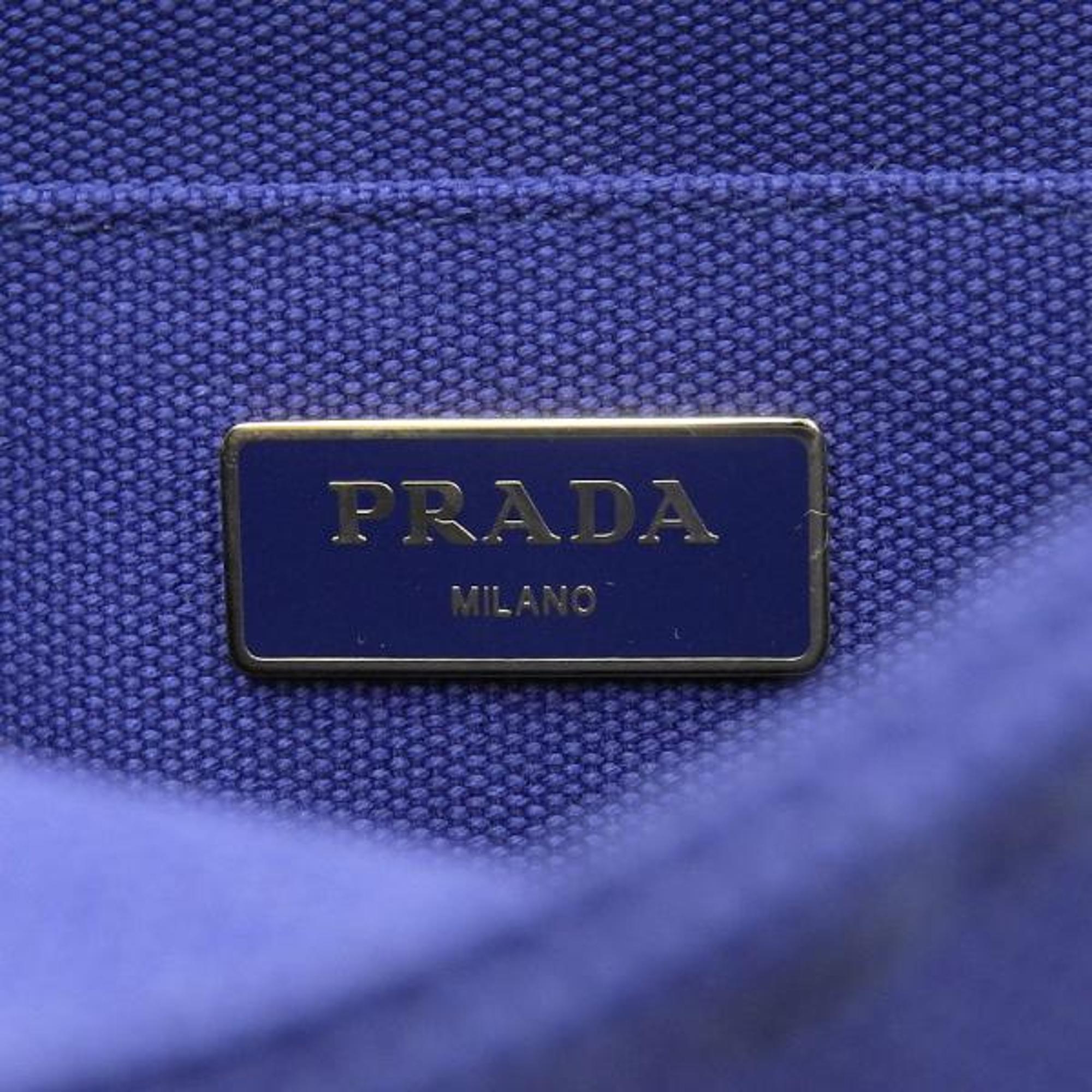Prada Blue Canvas Canapa Logo Handbag Handbag