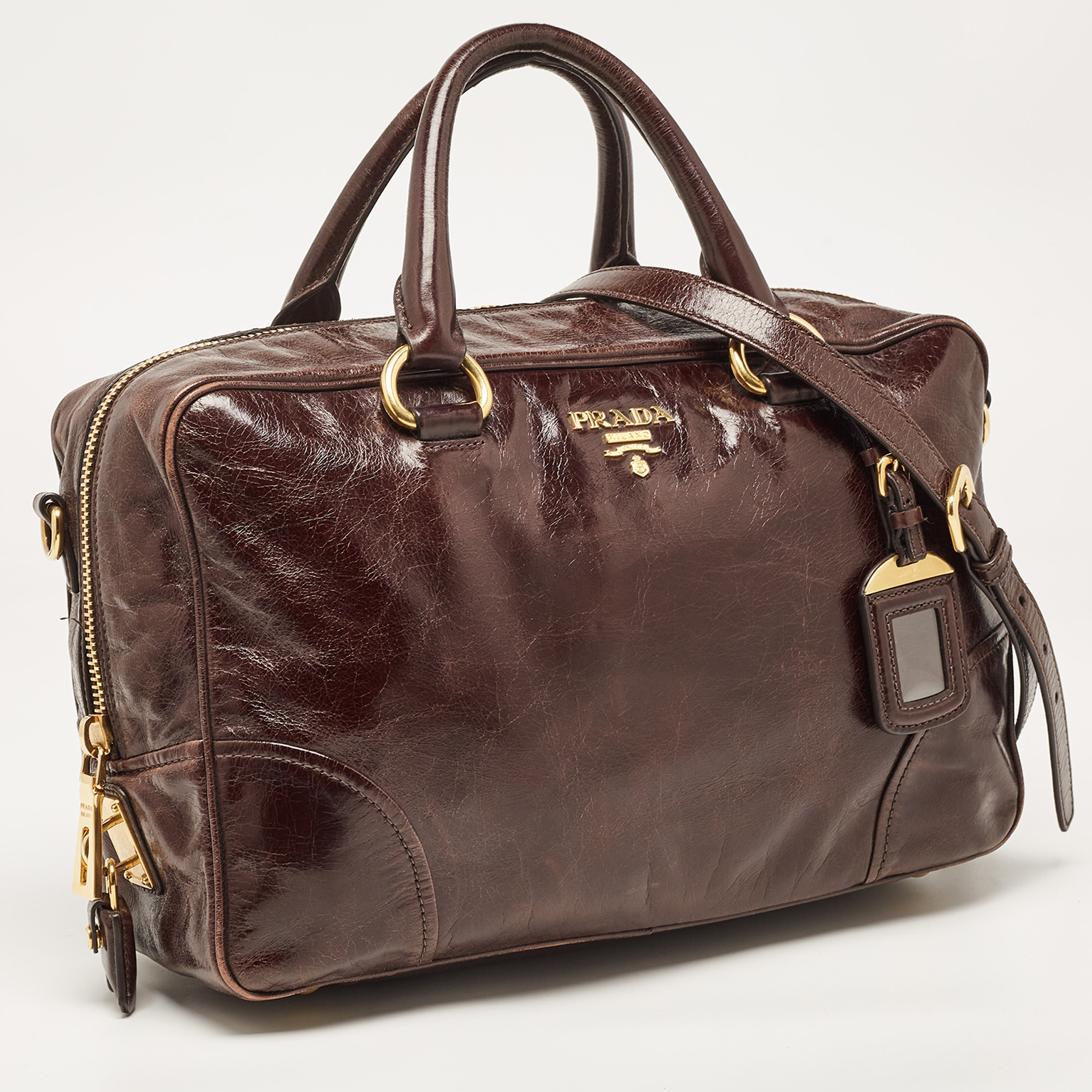 Prada Dark Brown Leather East/West Bag