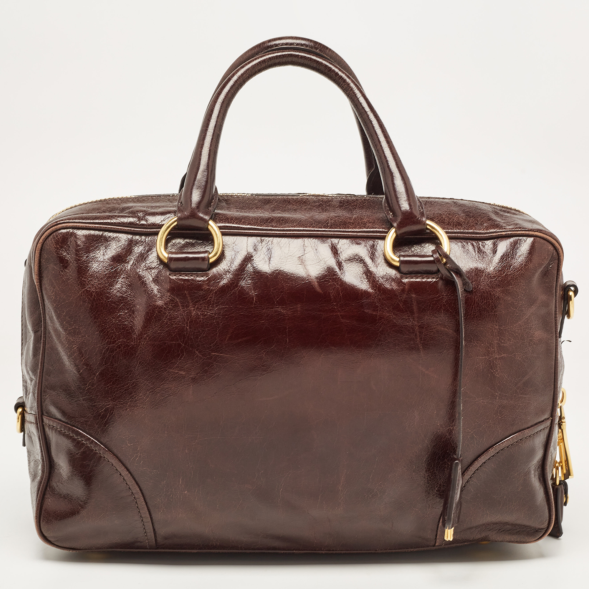 Prada Dark Brown Leather East/West Bag