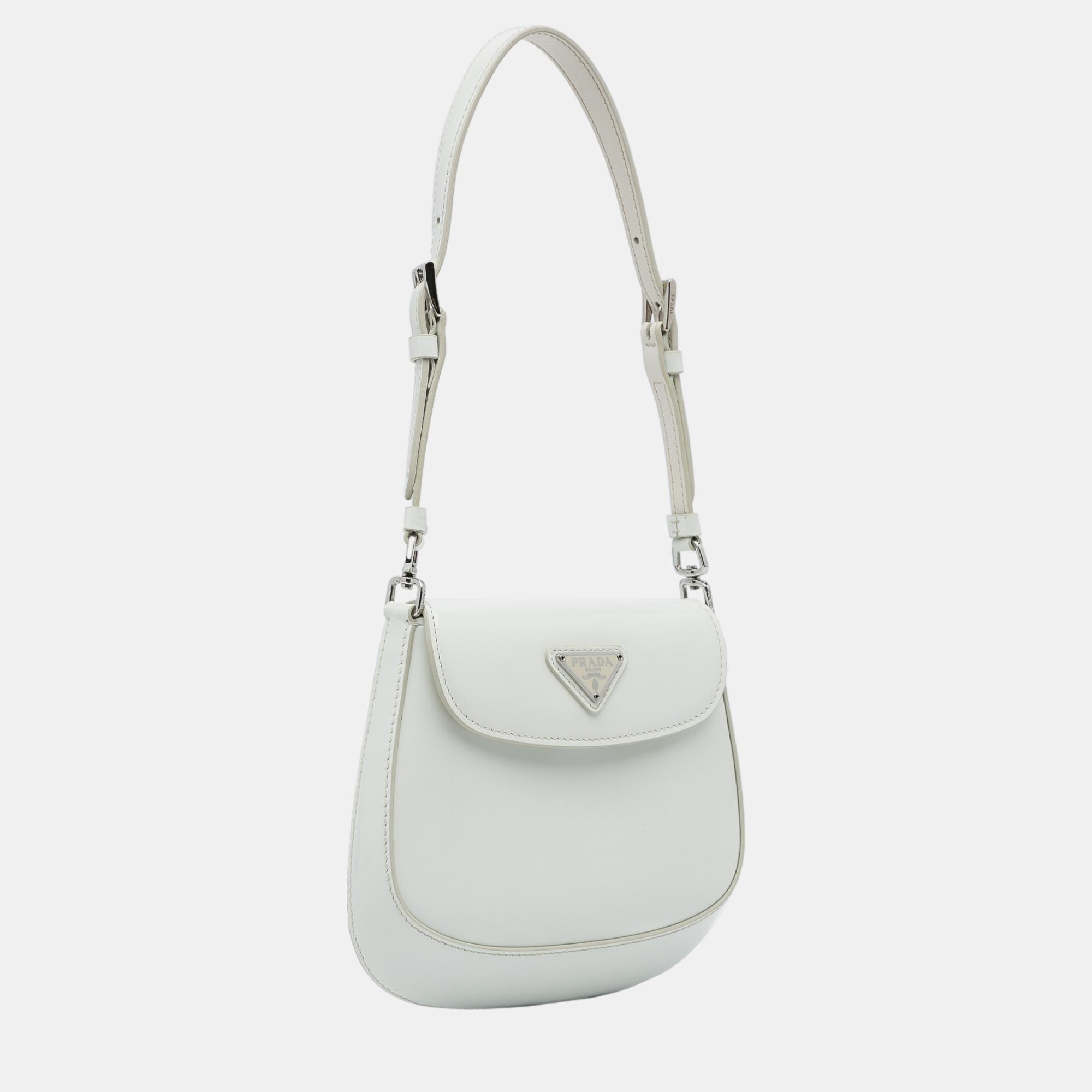

Prada White Cleo Flap Shoulder Bag