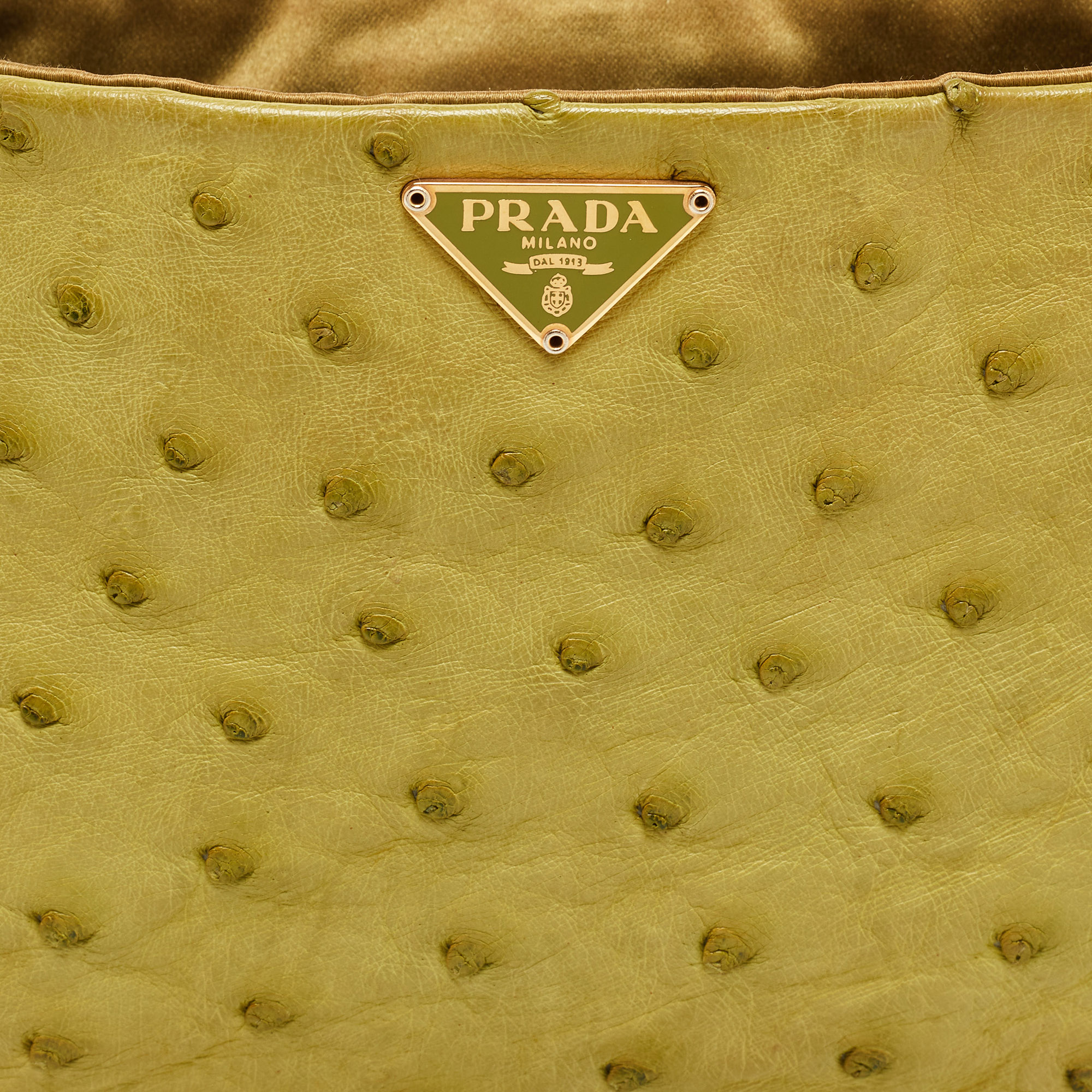 Prada Green Ostrich Shoulder Bag