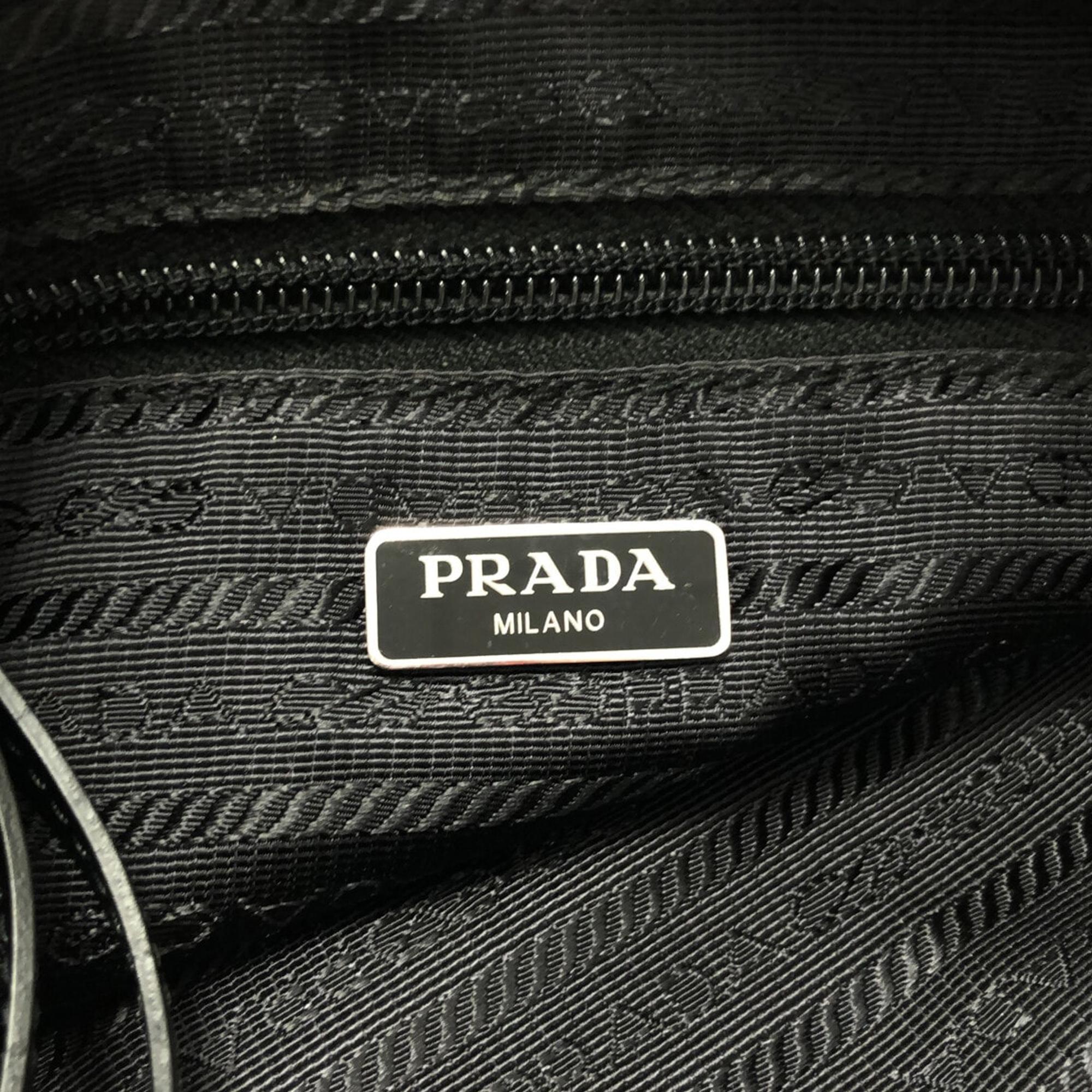 Prada Black Studded New Vela Tessuto Shoulder Bag