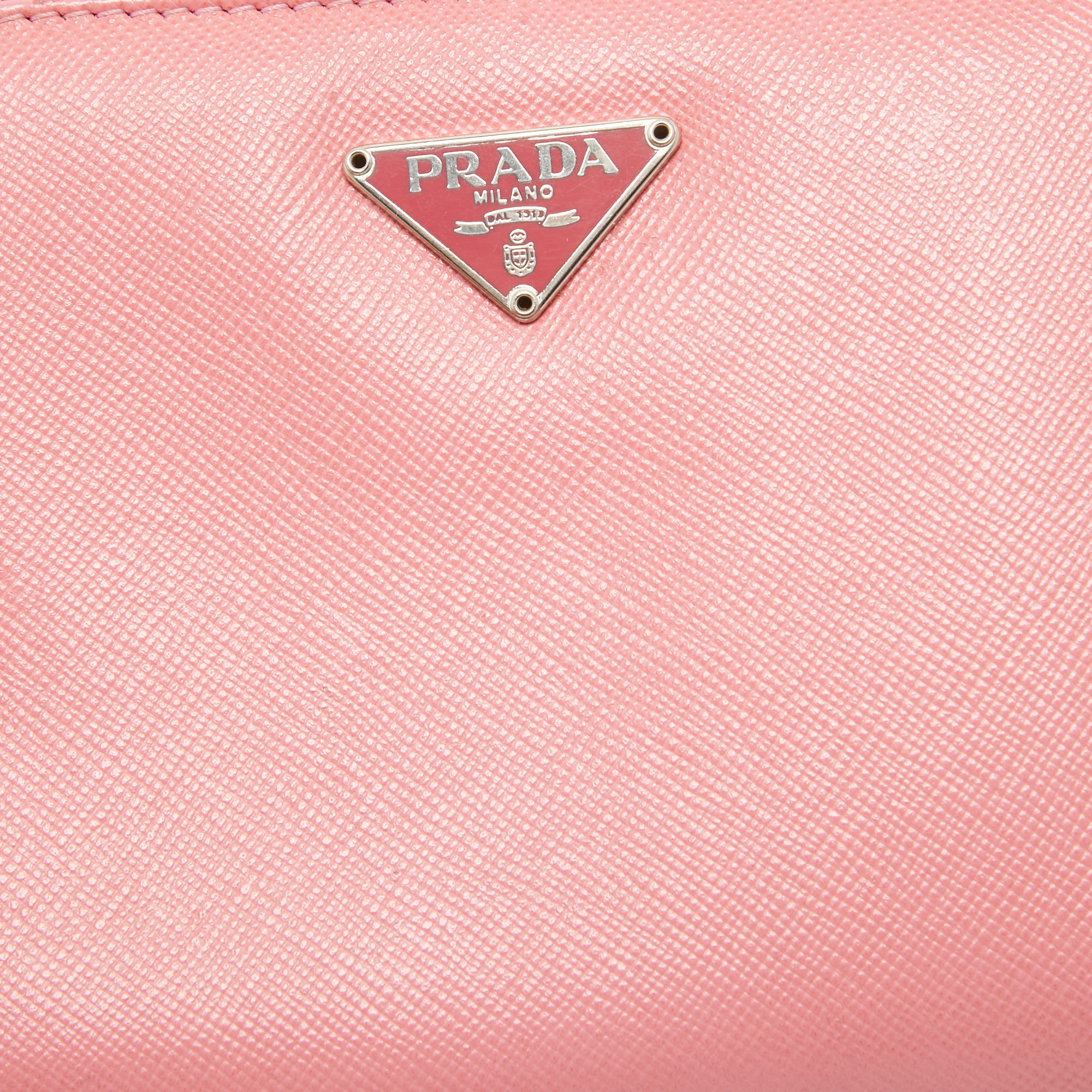 Prada Pink Saffiano Leather Zip French Wallet