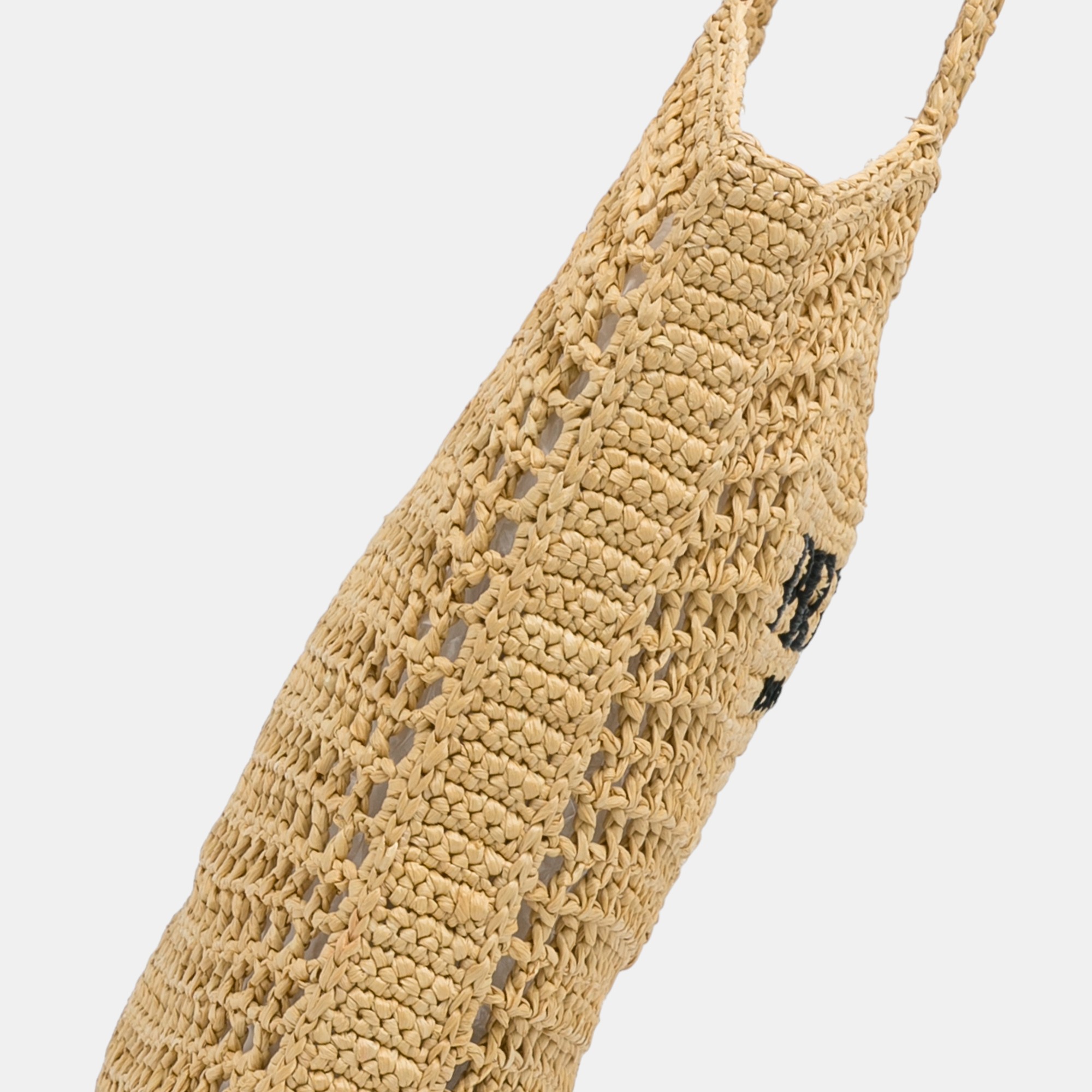Prada Beige/Brown Crochet Raffia Logo Tote