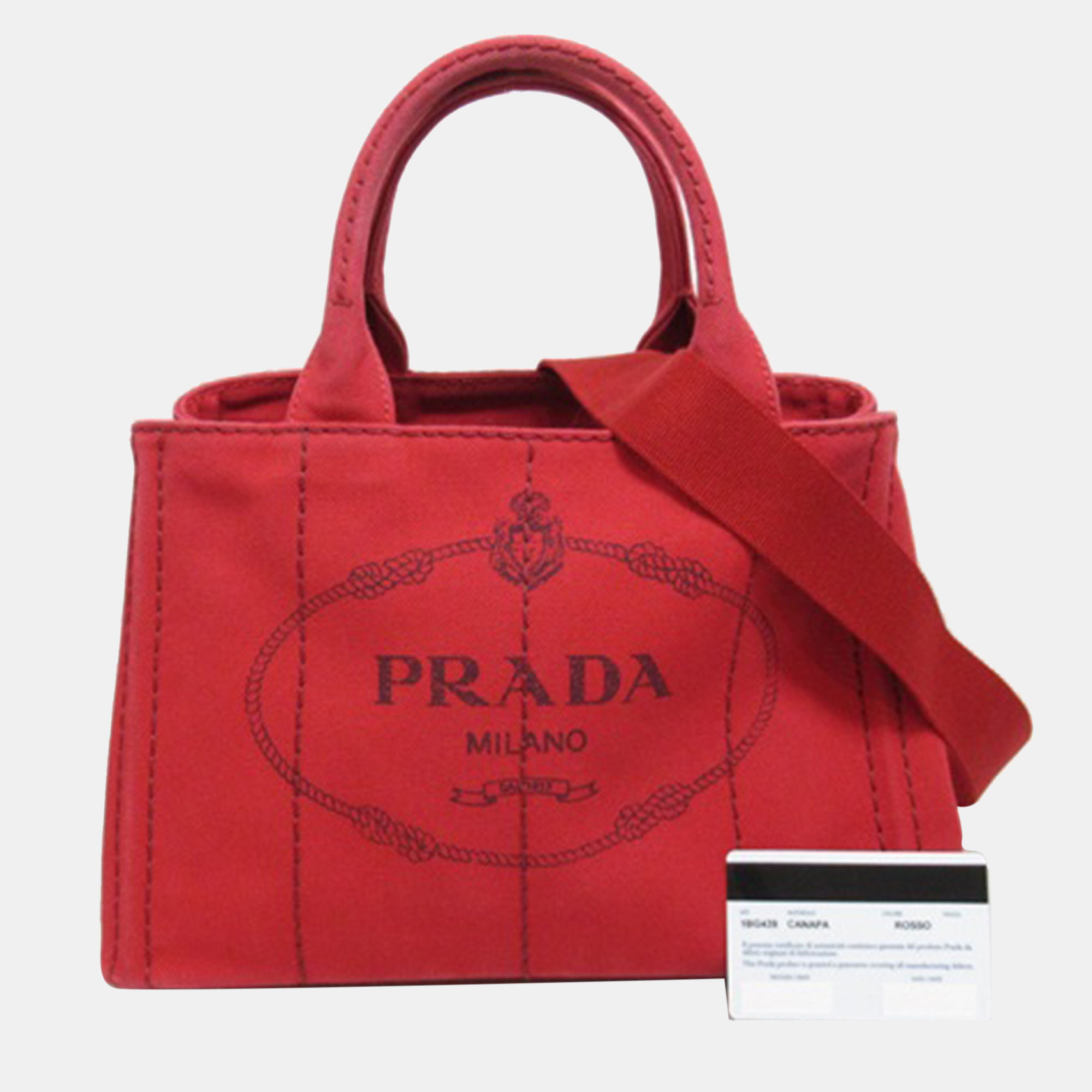 Prada Red Canvas Canapa Logo Handbag