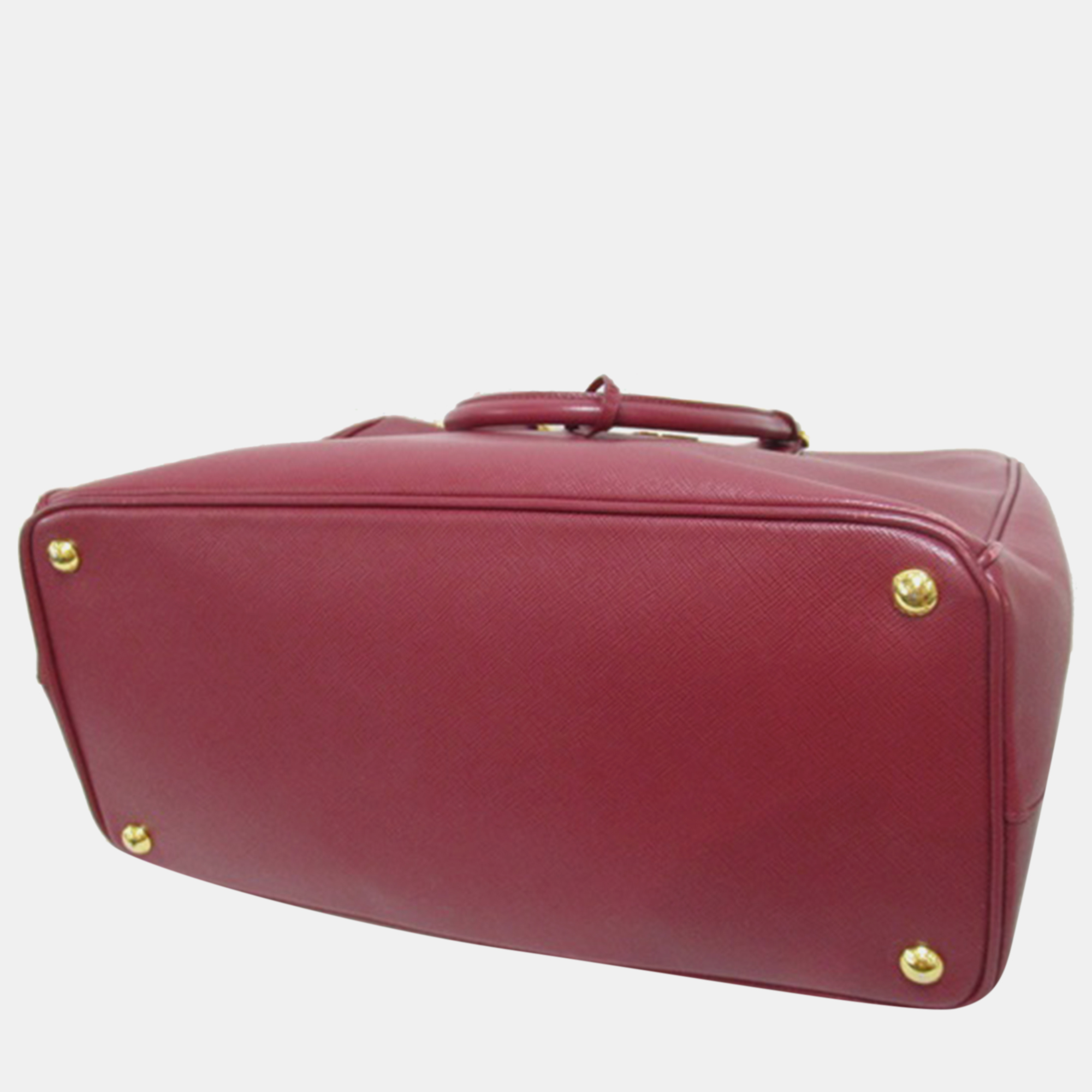 Prada Red Leather Saffiano Double Zip Tote Bag