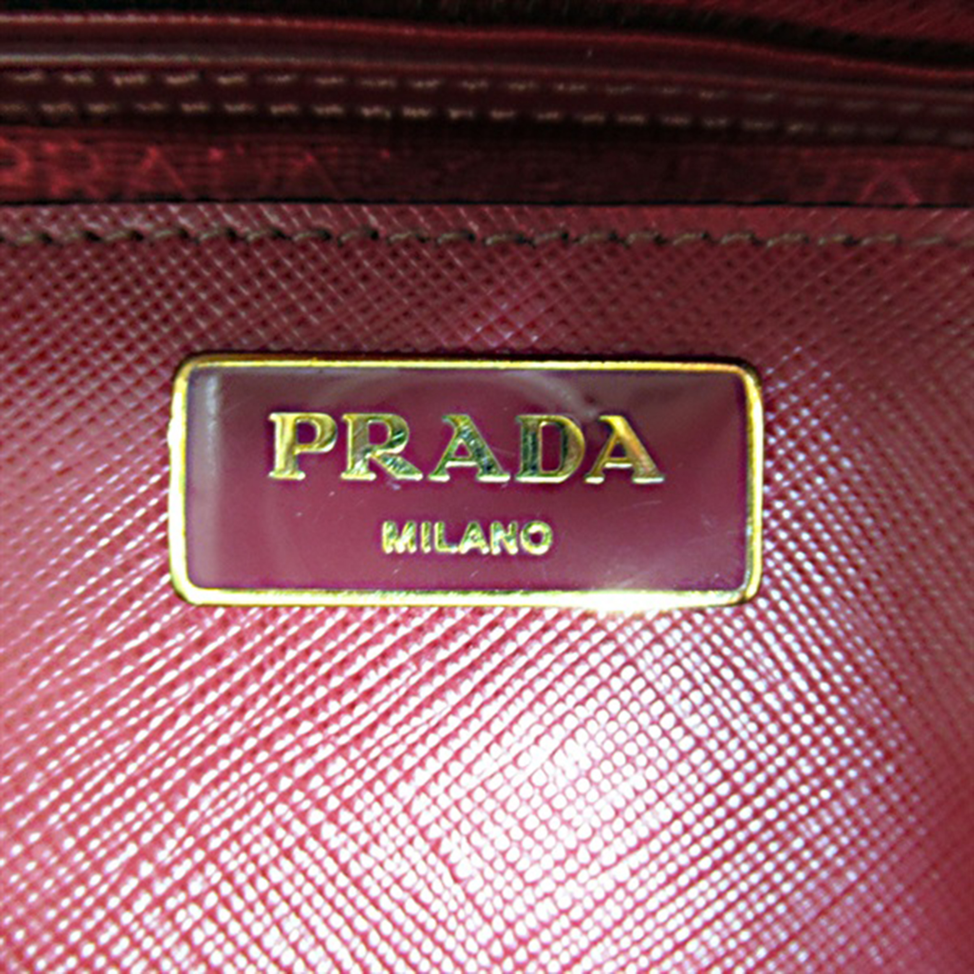 Prada Red Leather Saffiano Double Zip Tote Bag