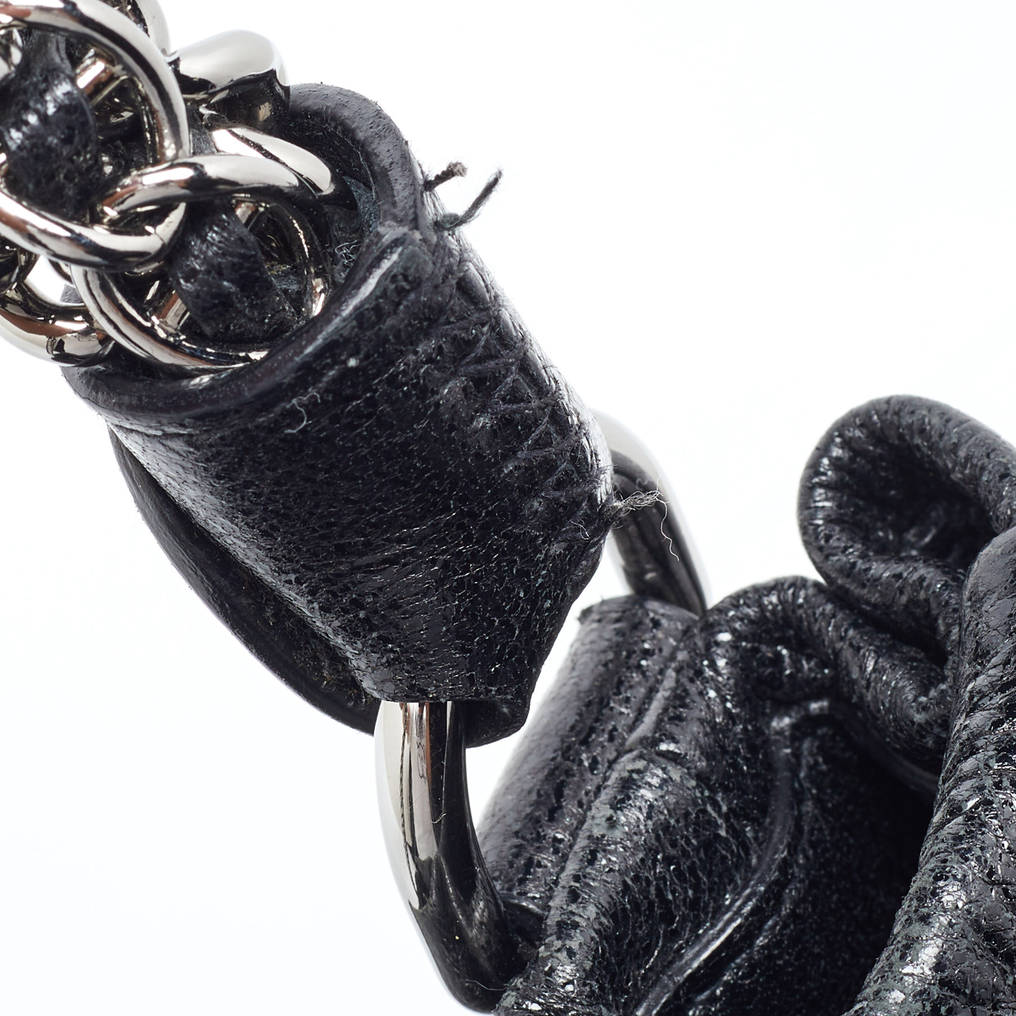 Prada Black Cervo Leather Chain Hobo