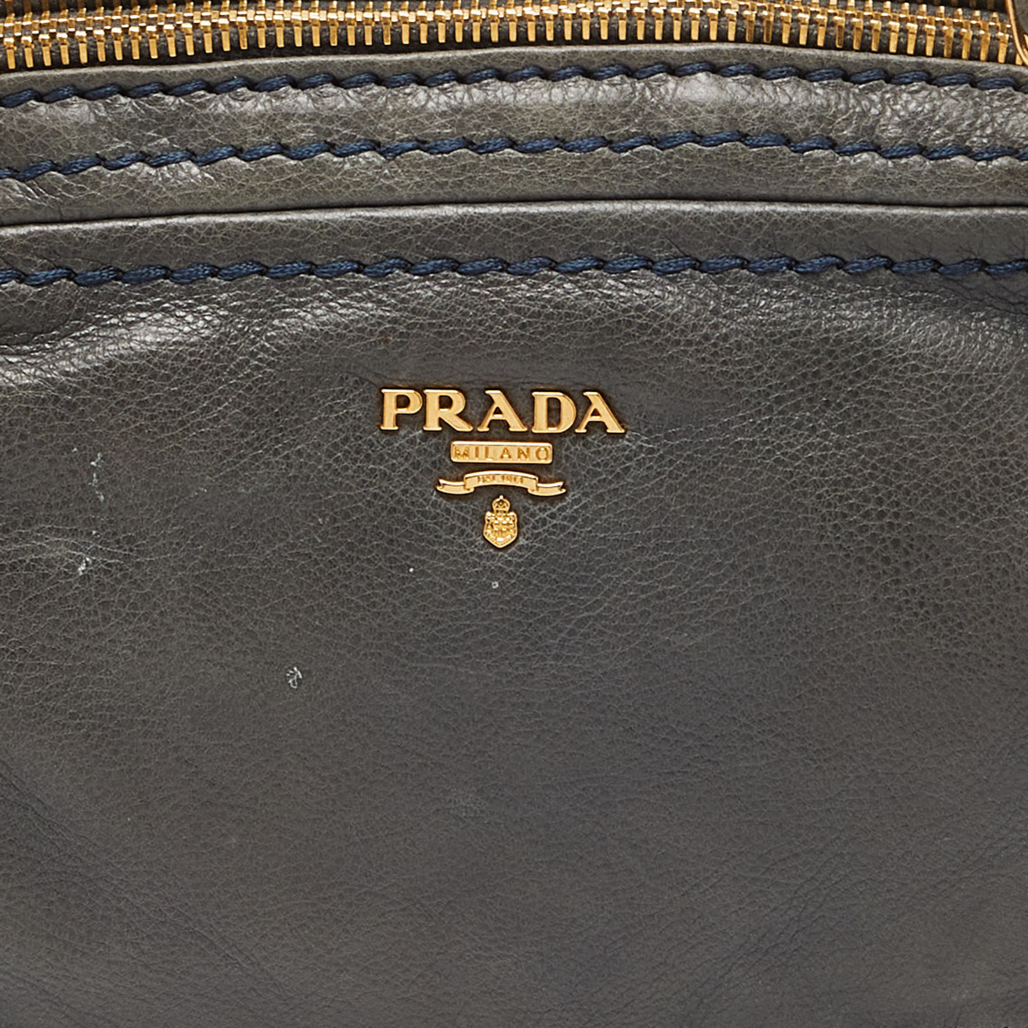 Prada Blue Leather Chain Shoulder Bag
