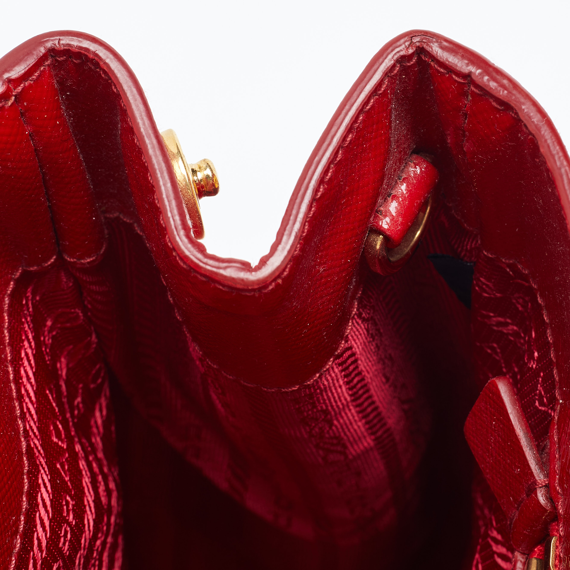 Prada Red Saffiano Patent Leather Double Handle Open Tote