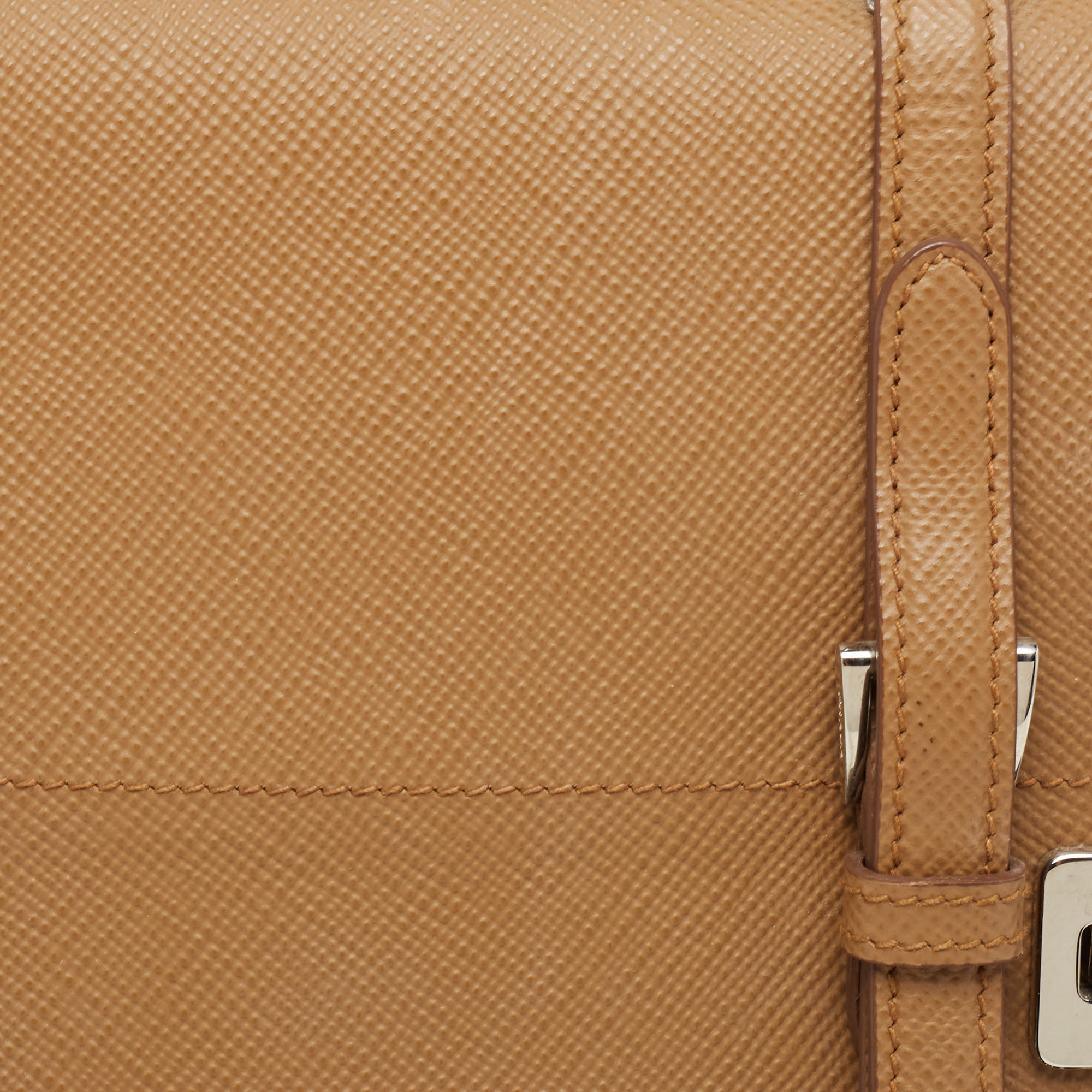 Prada Burgundy Saffiano Lux Leather Top Handle Bag