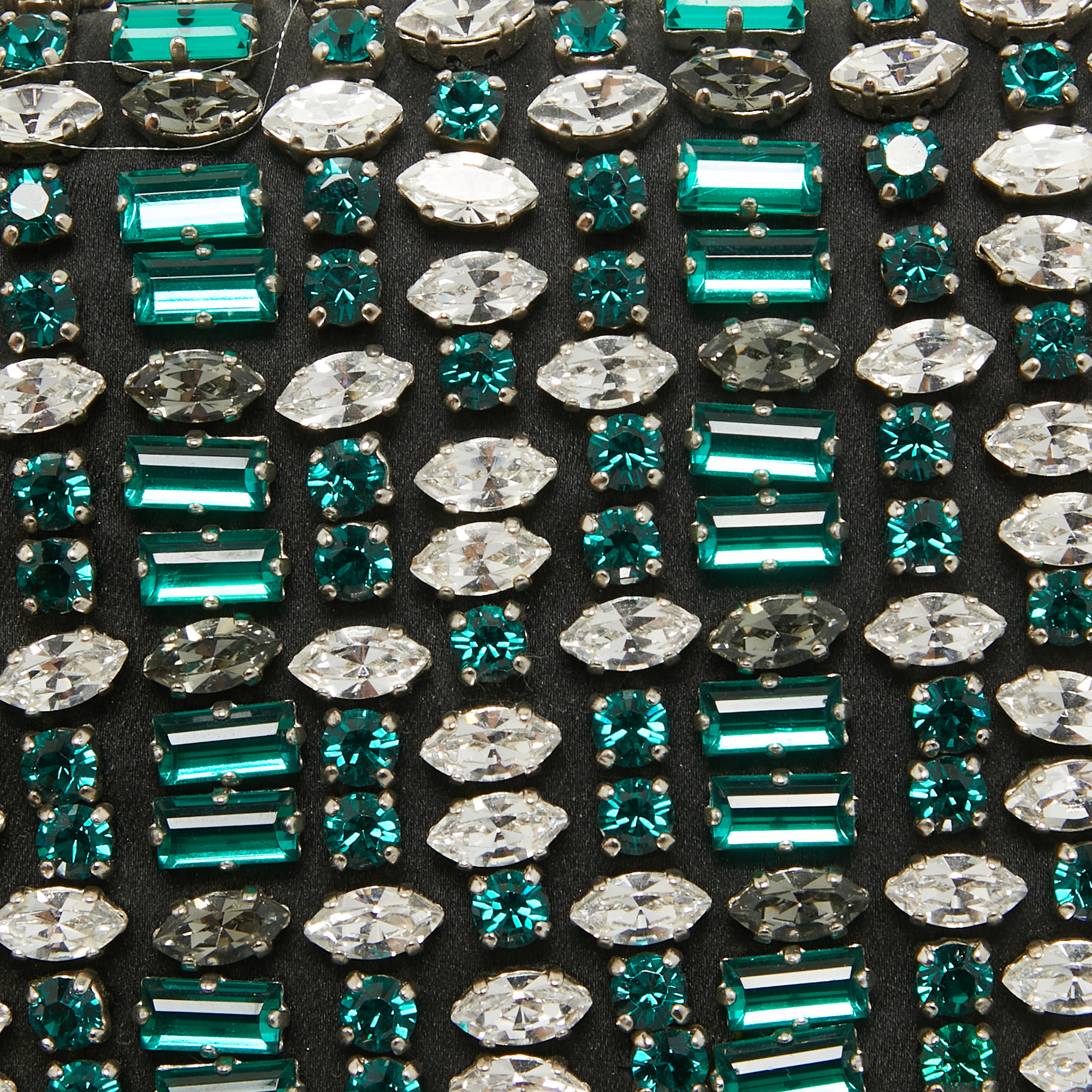 Prada Black Satin Embellished Crystals Clutch