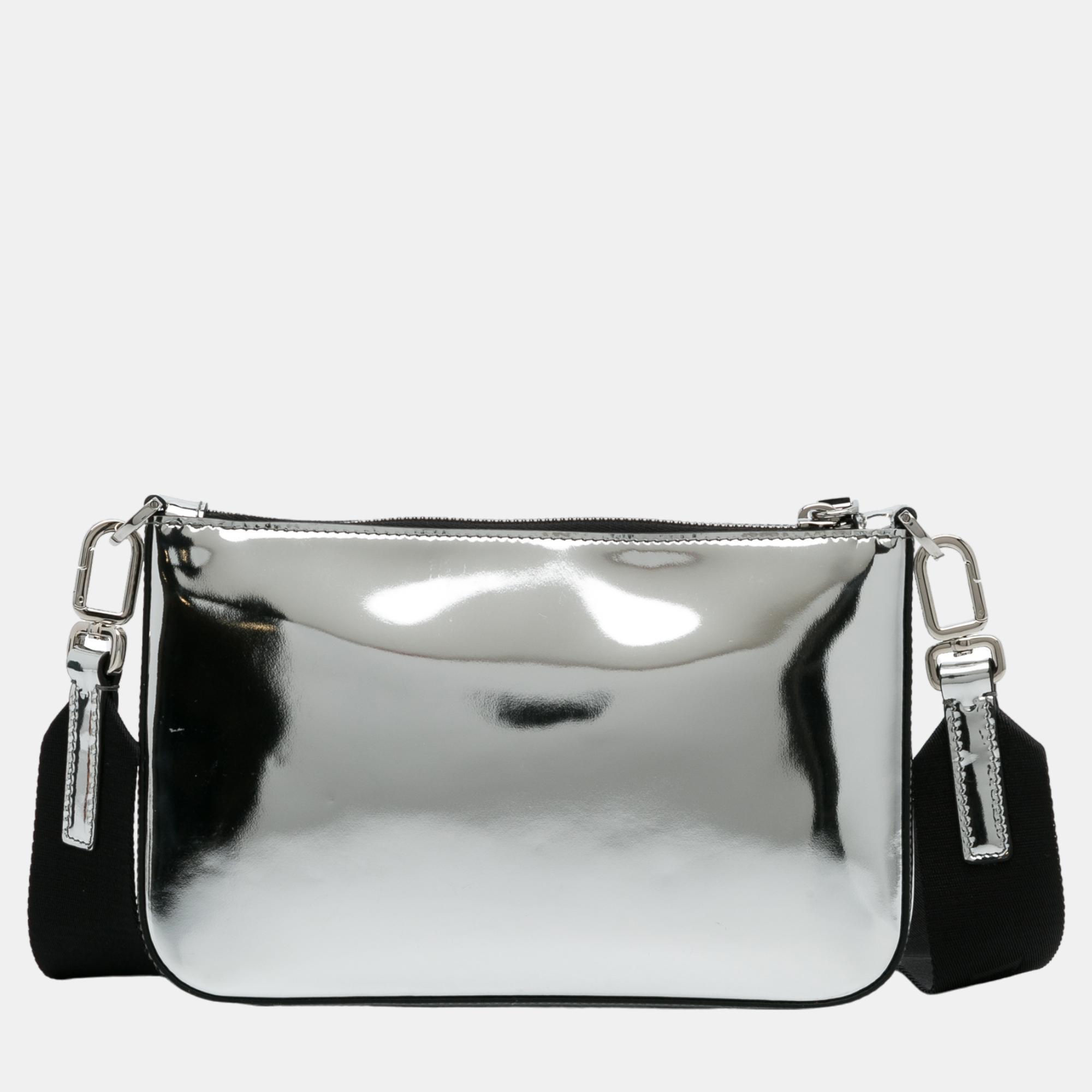 Prada Silver Re-Edition Zip Messenger Bag