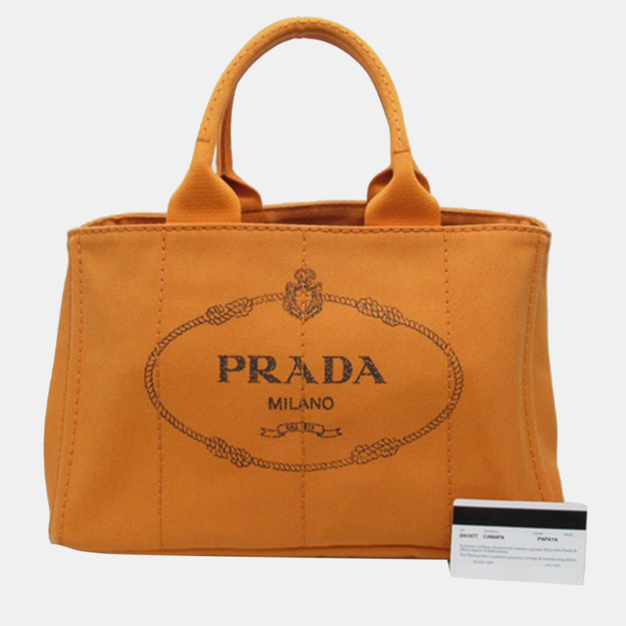 Prada Orange Canvas Canapa Logo Tote Bag
