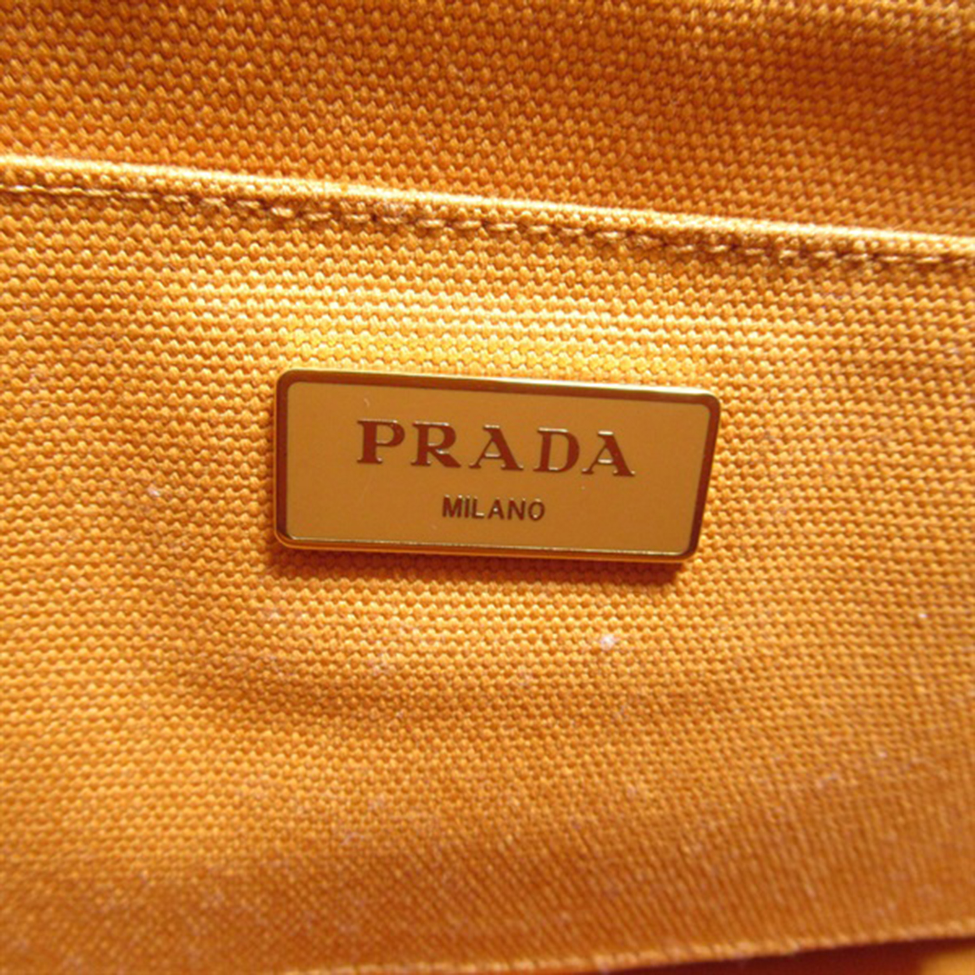 Prada Orange Canvas Canapa Logo Tote Bag