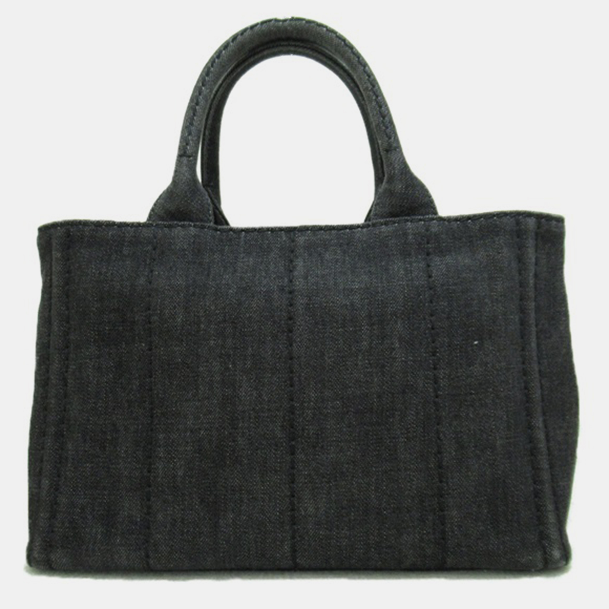 Prada Black Denim Canapa Logo Tote Bag