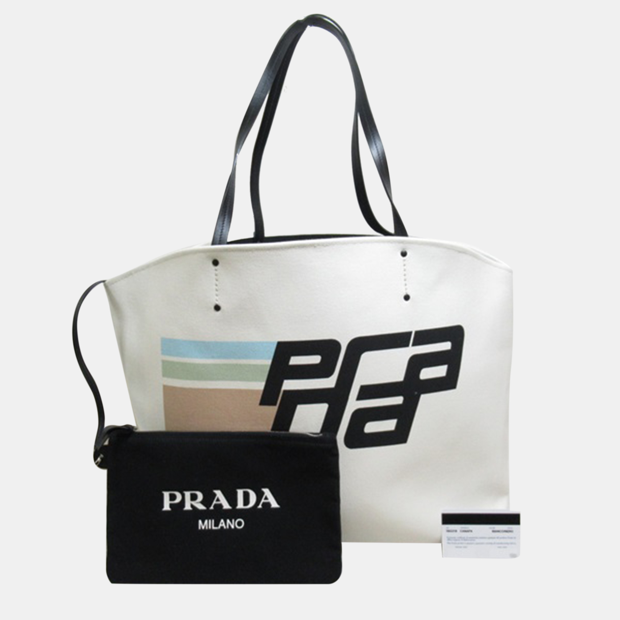 Prada White Canvas Canapa Racing Tote Bag