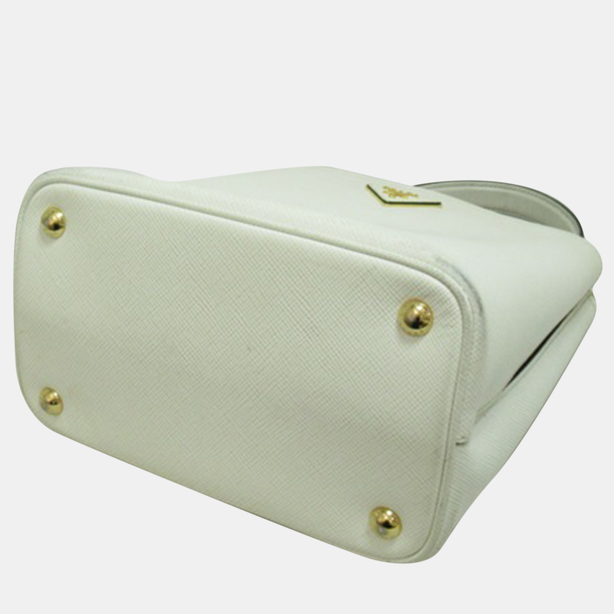 Prada White Saffiano Leather Medium Cuir Panier Tote Bag