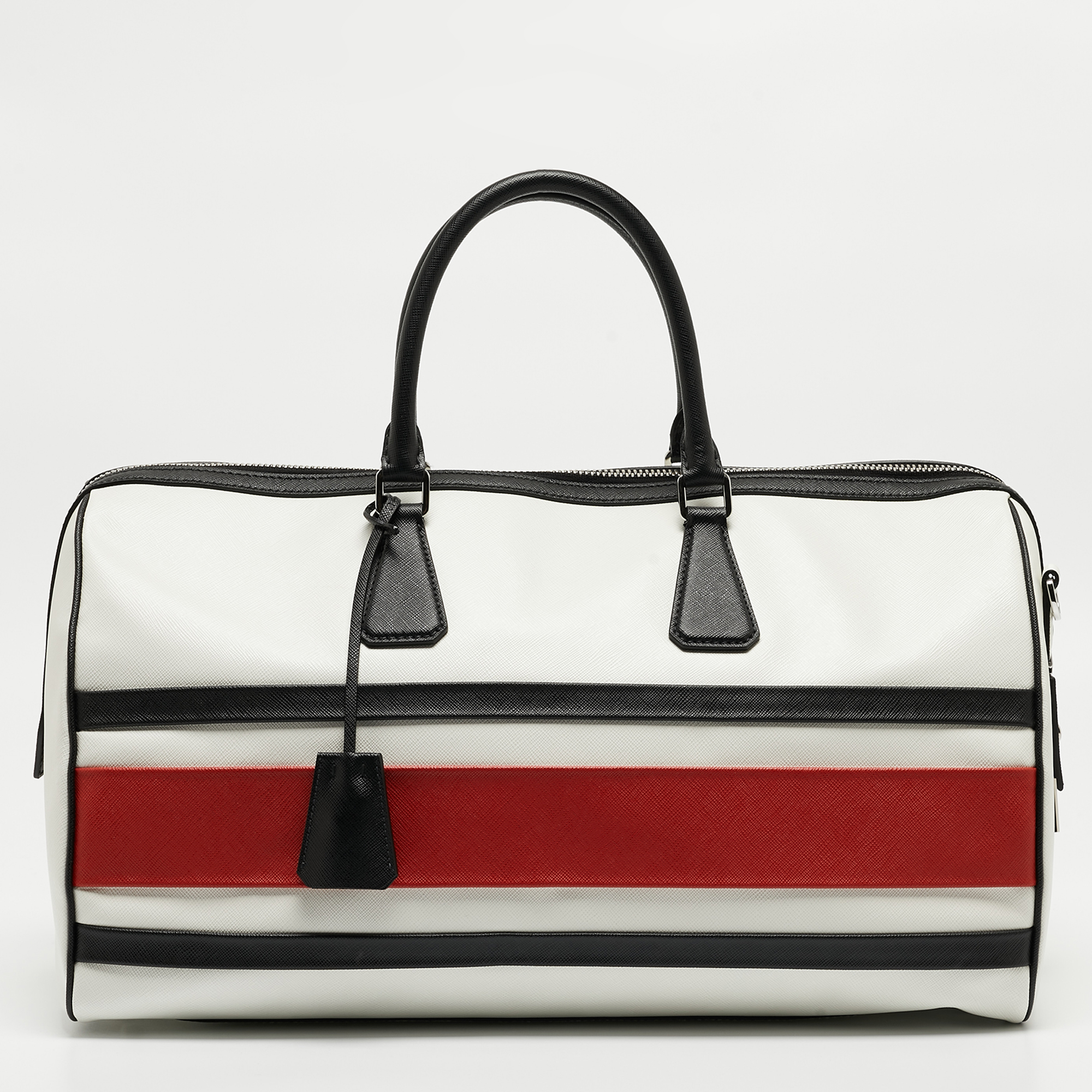 Prada Tricolor Saffiano Leather Travel Bag