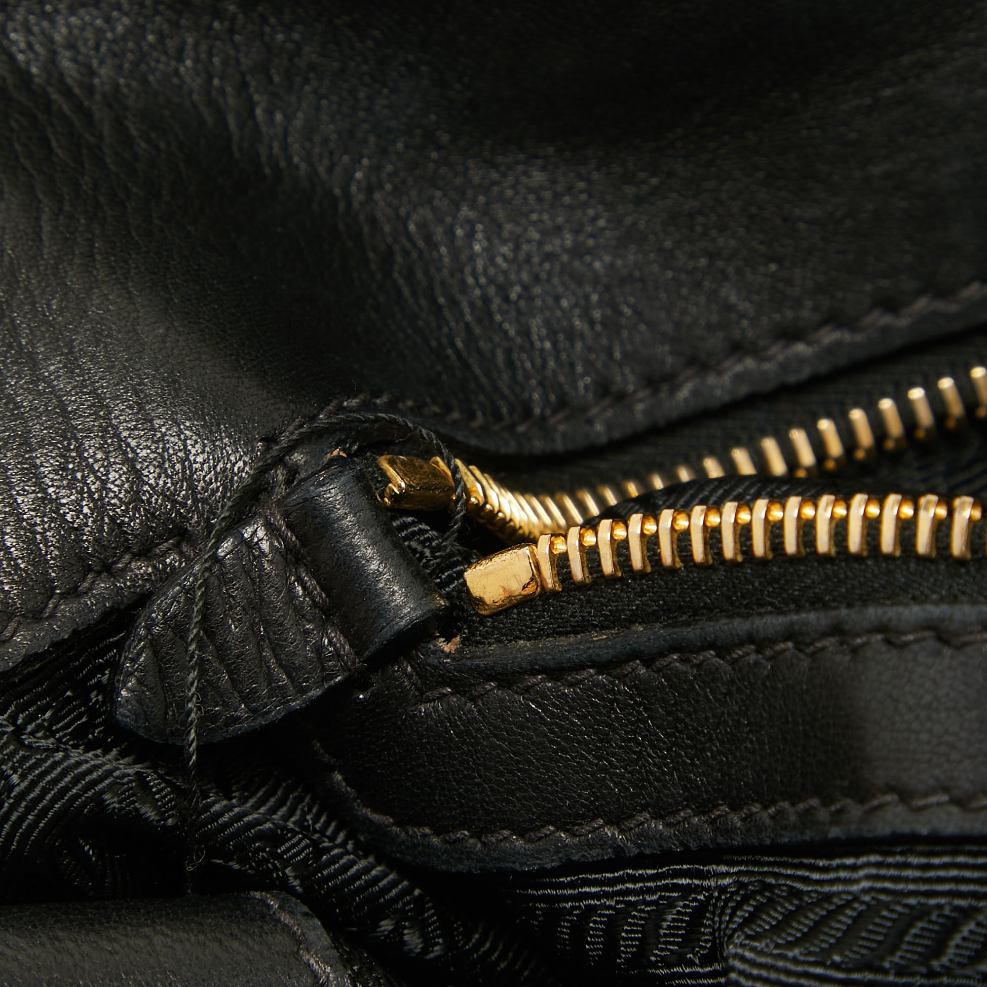 Prada Black Nappa Gaufre Leather Top Zip Tote