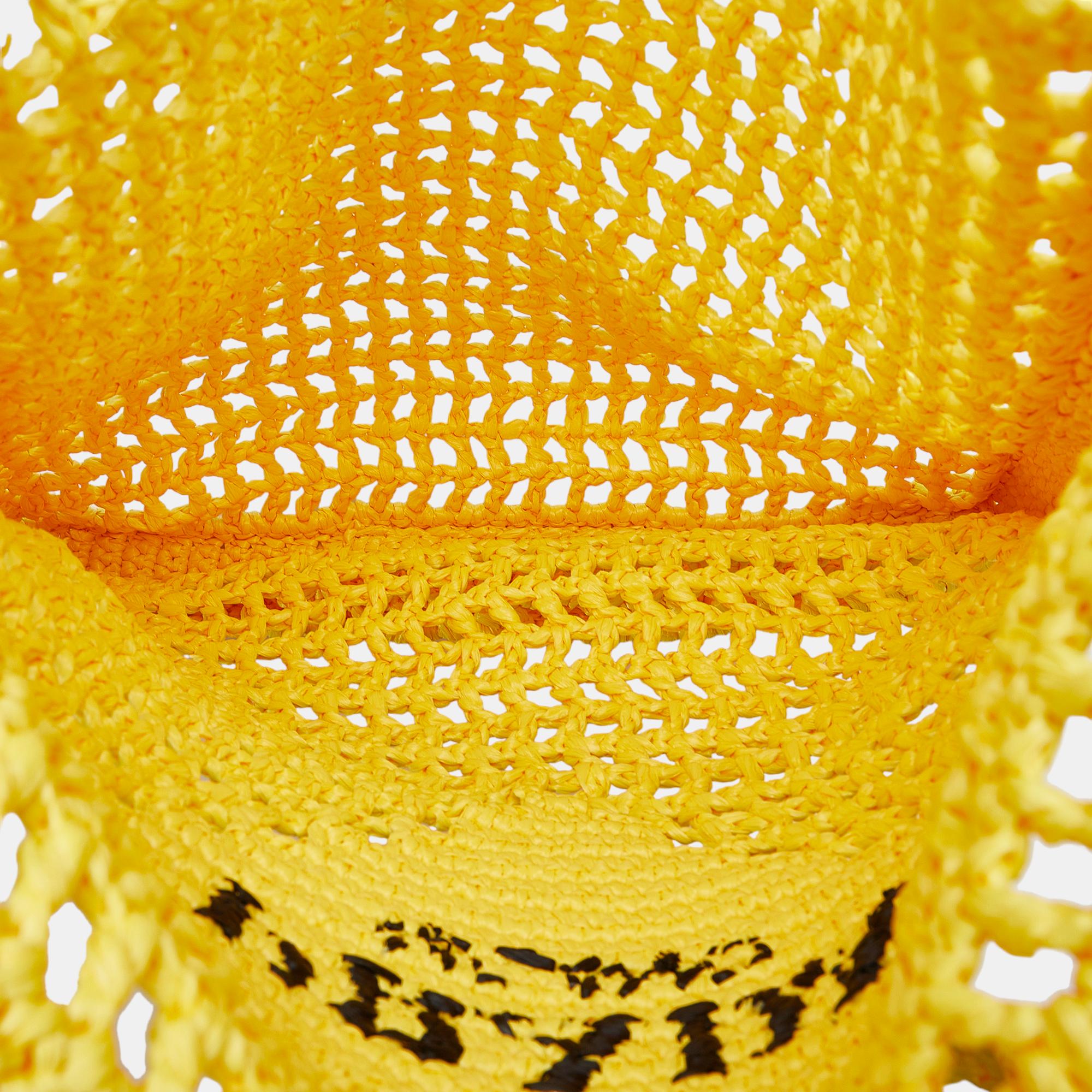 Prada Yellow Raffia Logo Tote