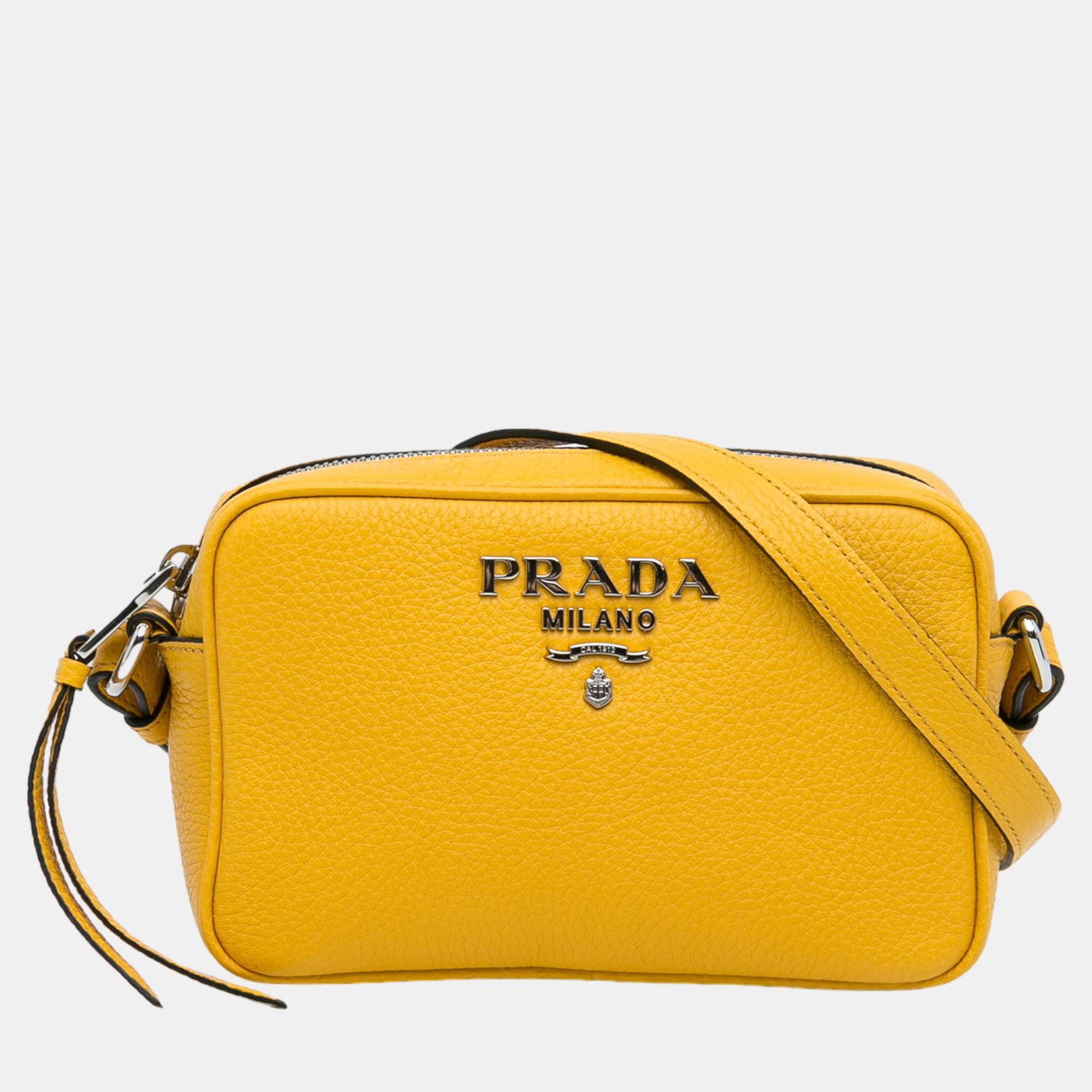 Prada Yellow Vitello Phenix Camera Bag