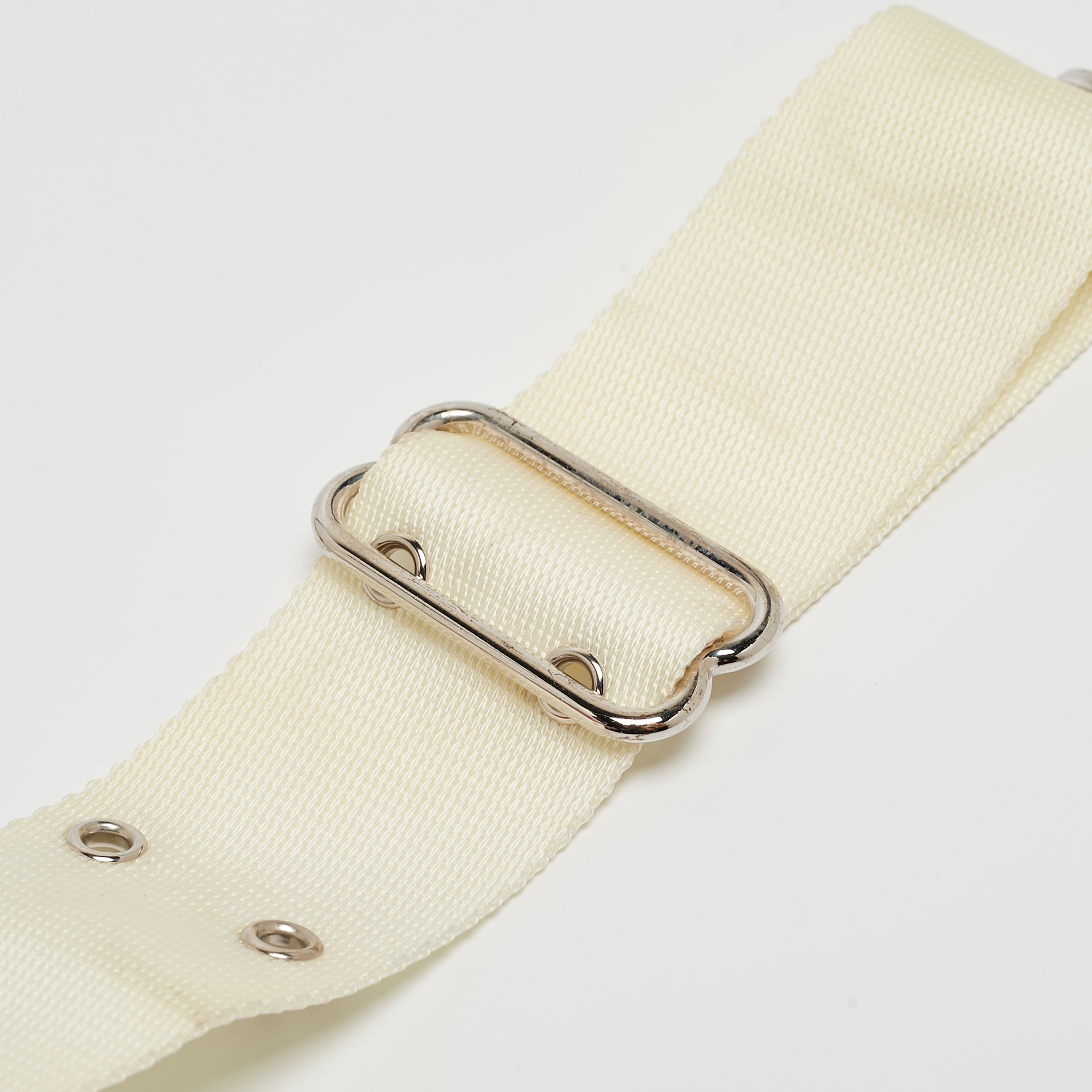 Prada White/Brown Nylon And Leather Belt Bag