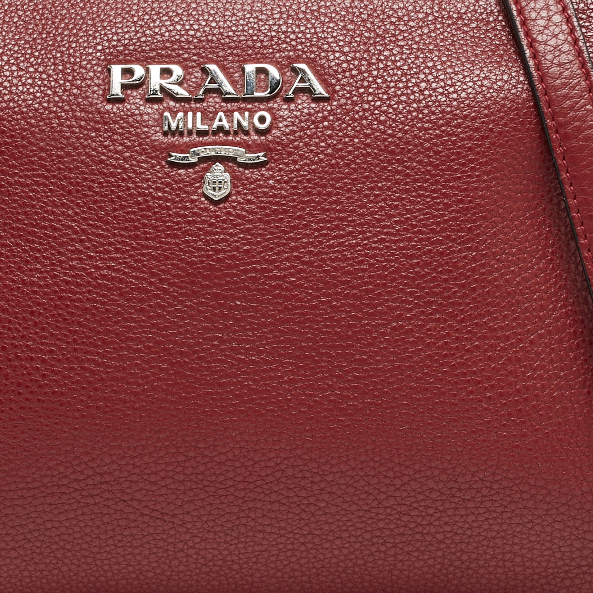 Prada Red Vitello Phenix Leather Double Zip Crossbody Bag