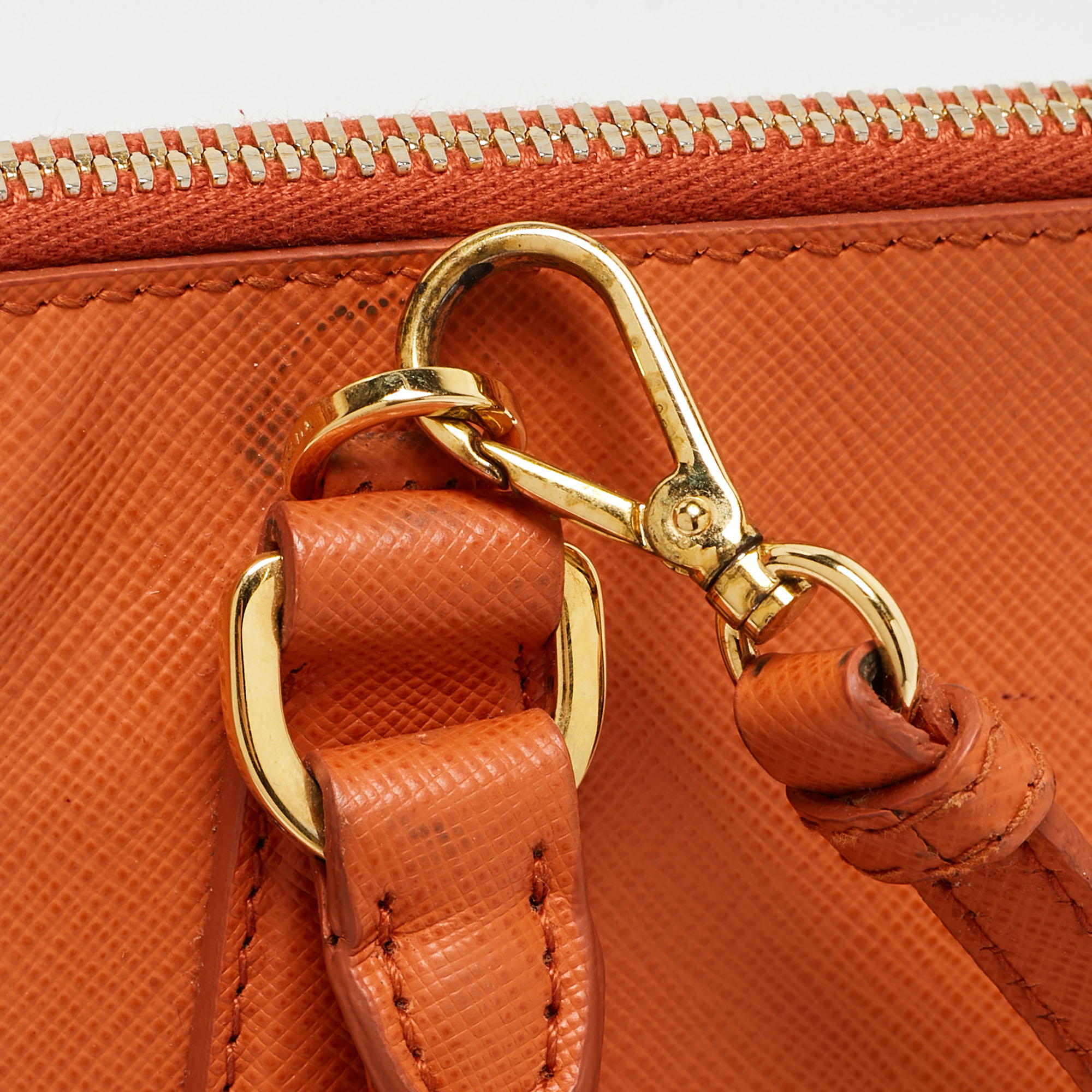 Prada Orange Saffiano Lux Leather Medium Promenade Satchel