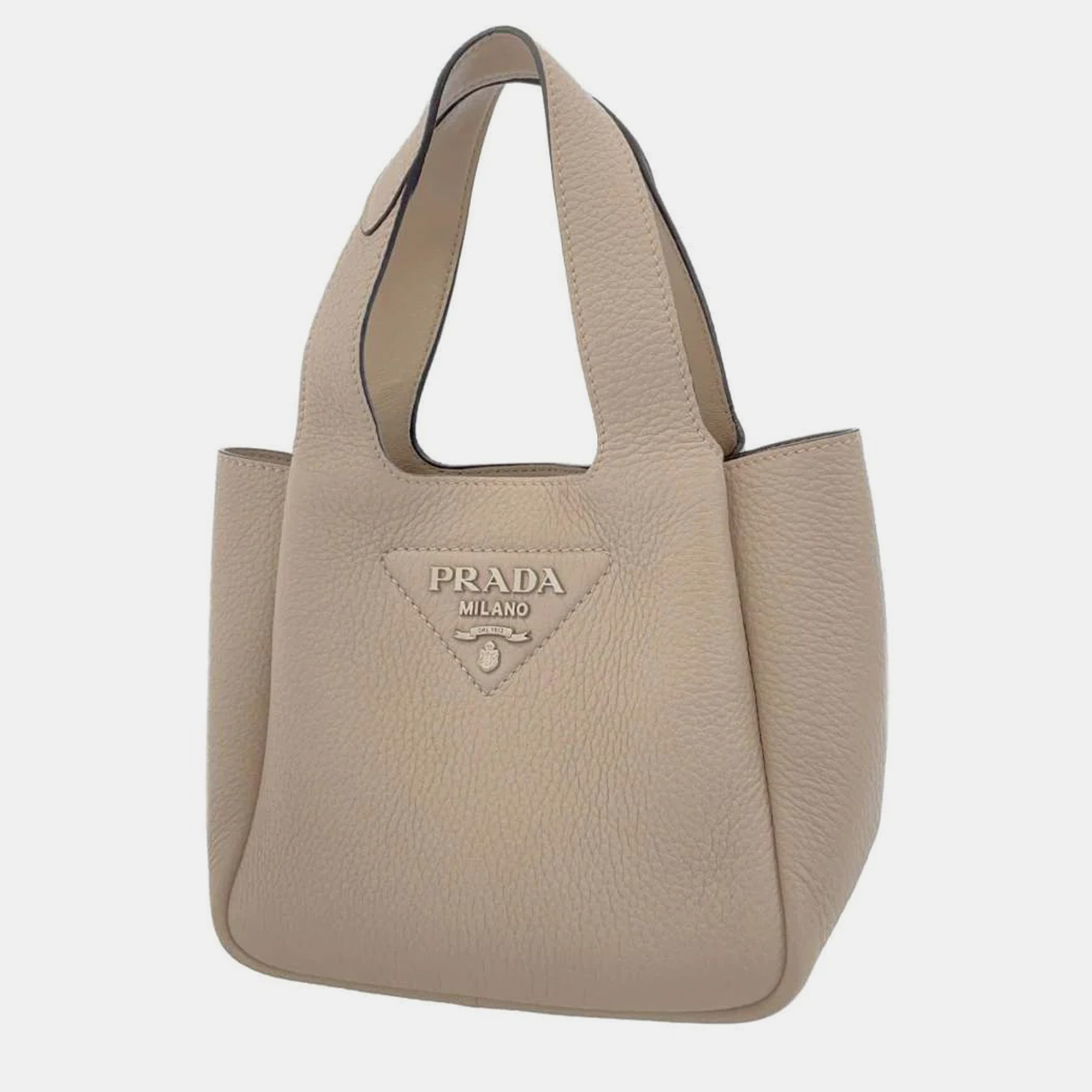 Prada beige leather mini top handle bag