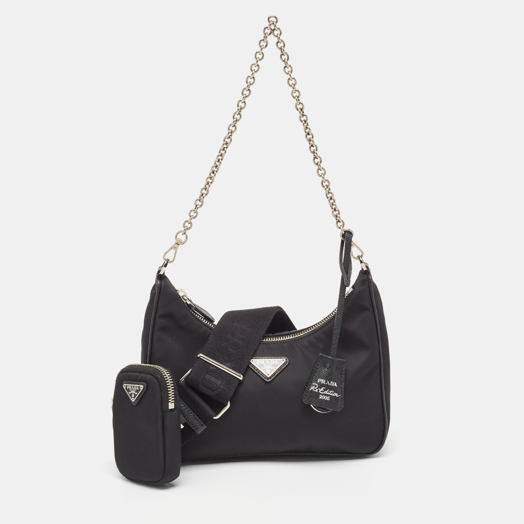 

Prada Black Nylon and Saffiano Leather Re-Edition 2005 Shoulder Bag