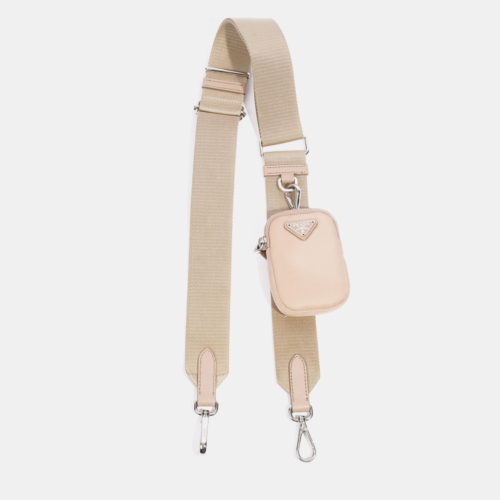 Prada mini pouch with strap beige re nylon