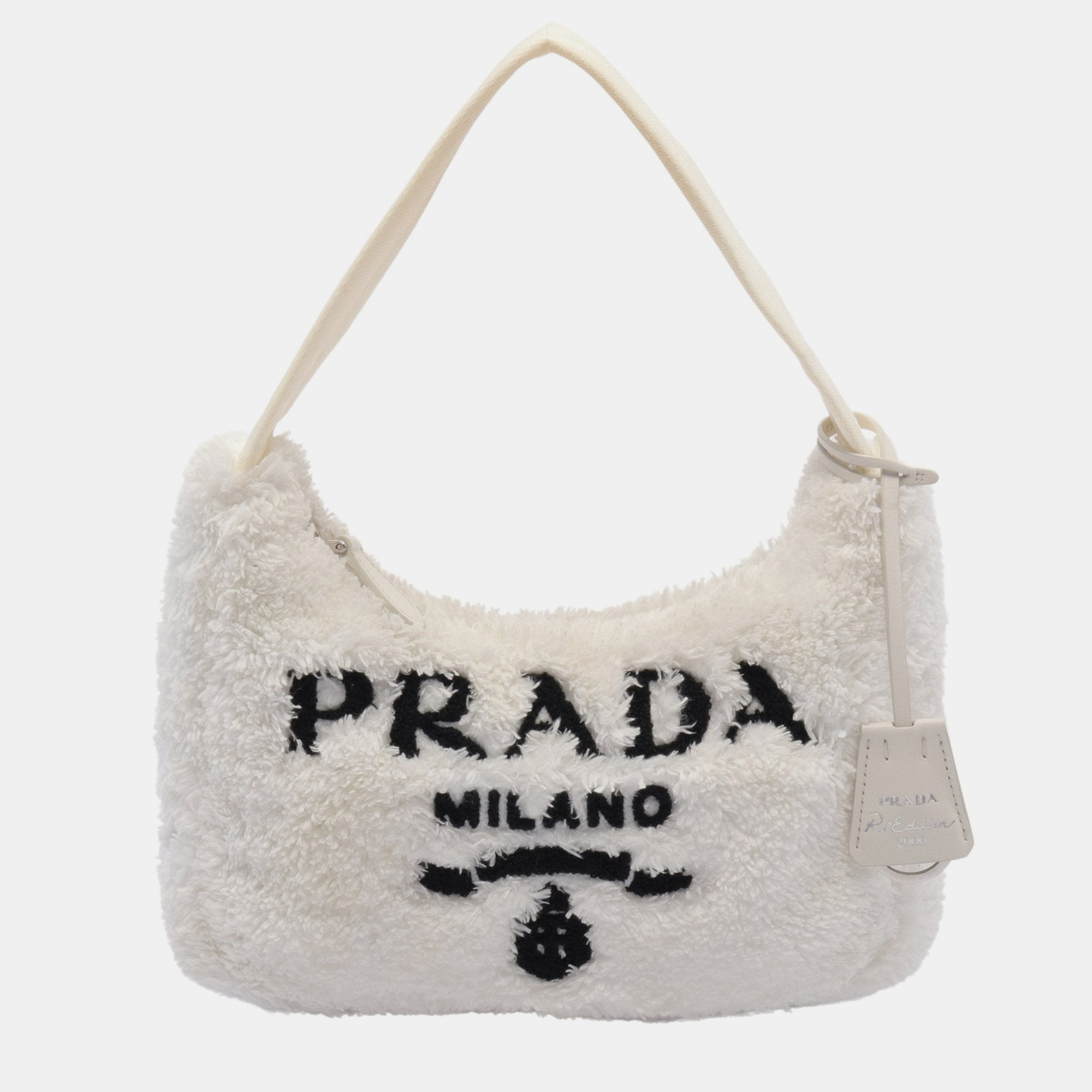 Prada re-edition 2000 spugna mini bag handbag fabric off white