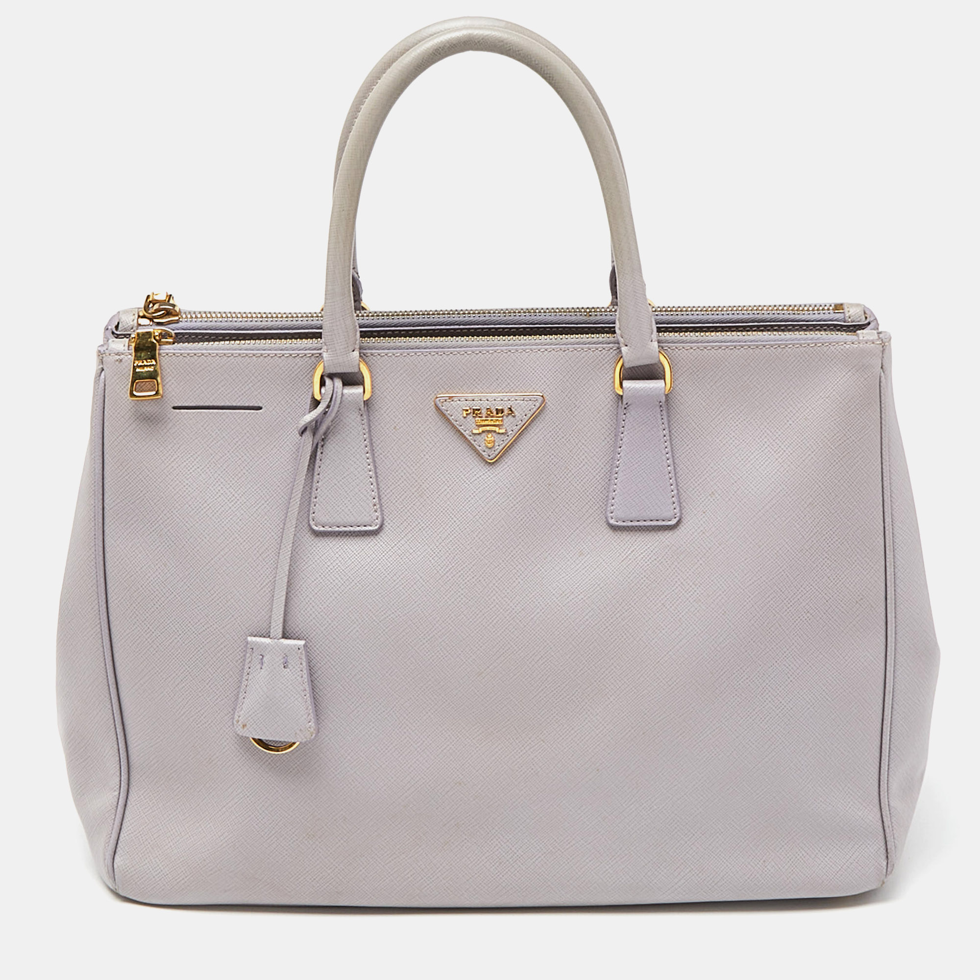 Prada lavender saffiano lux leather large galleria double zip tote