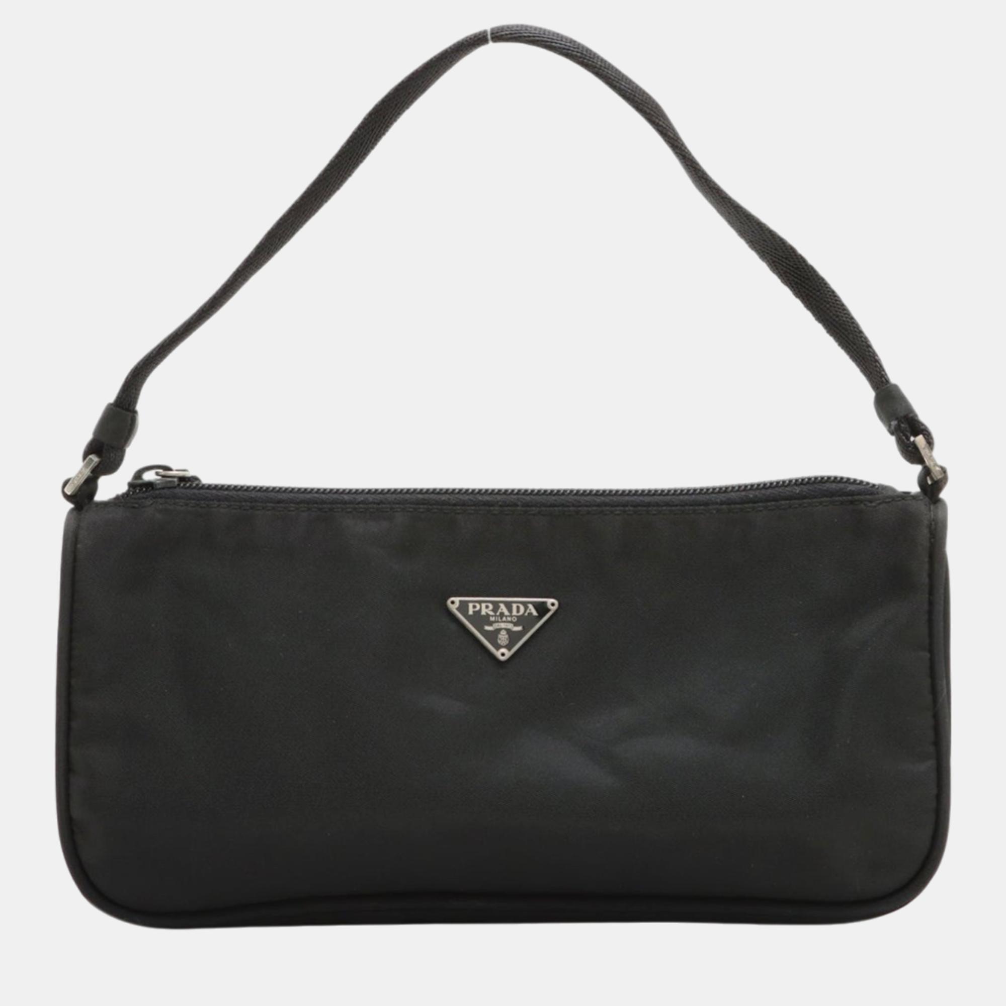 Prada black tessuto nylon handbag