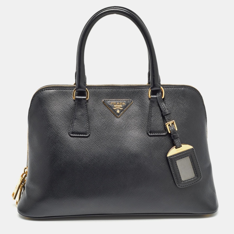 Prada black saffiano leather medium promenade satchel