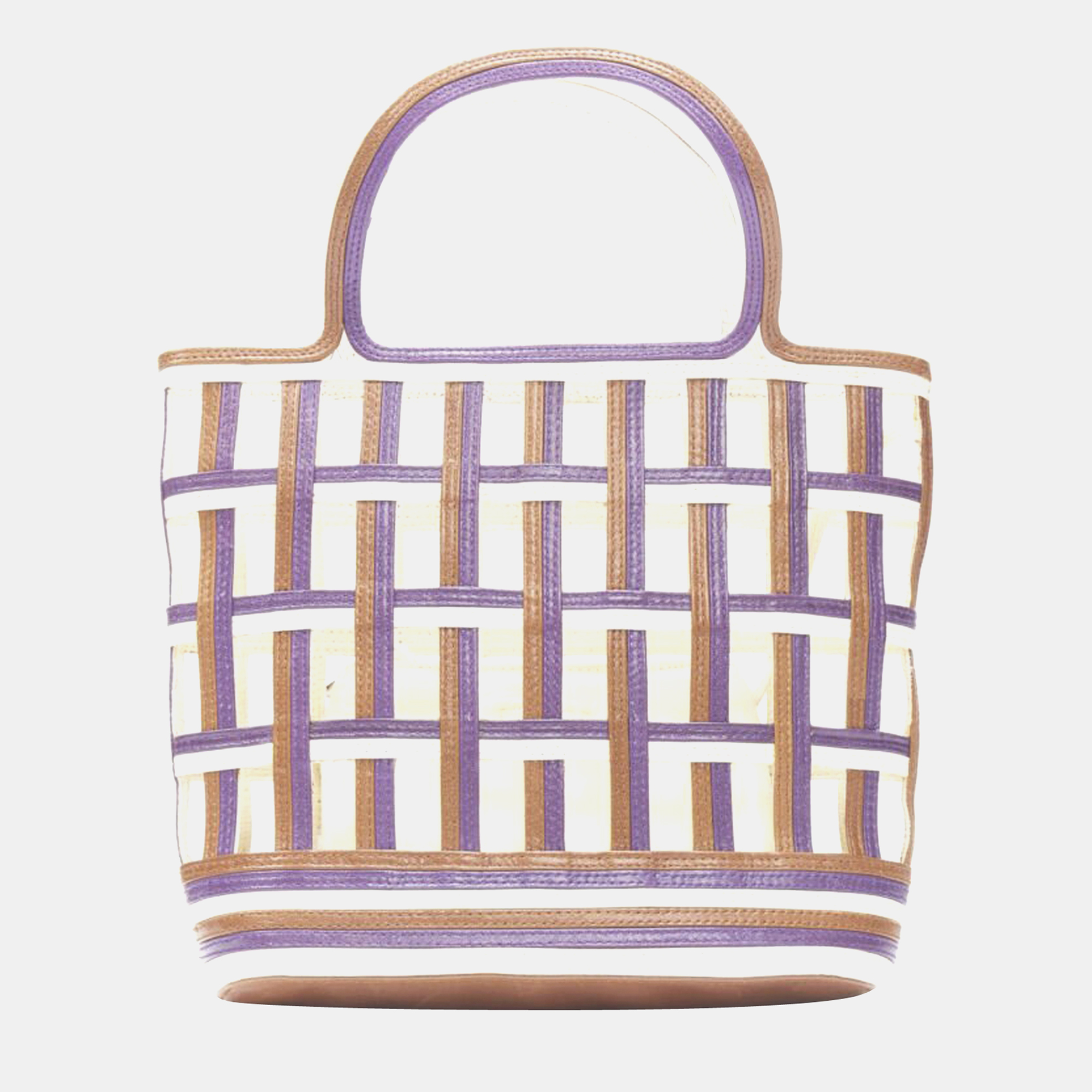 Prada purple/brown leather lattice tote bag