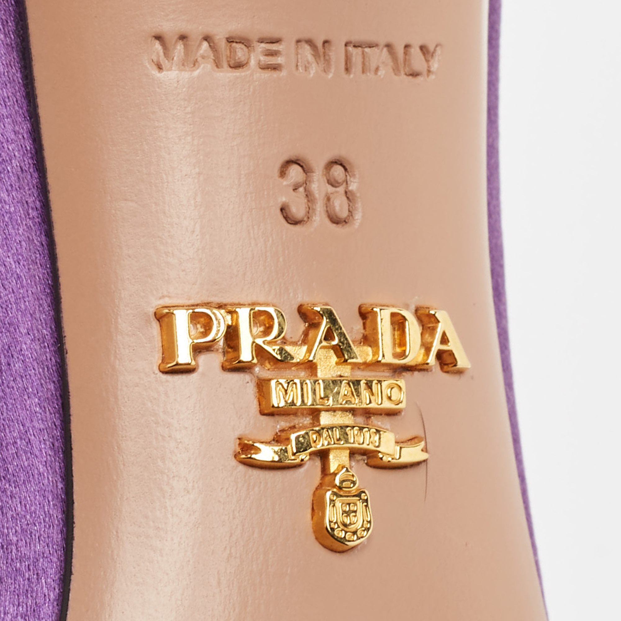 Prada Purple Satin Crystal Embellished Ankle Strap Sandals Size 38