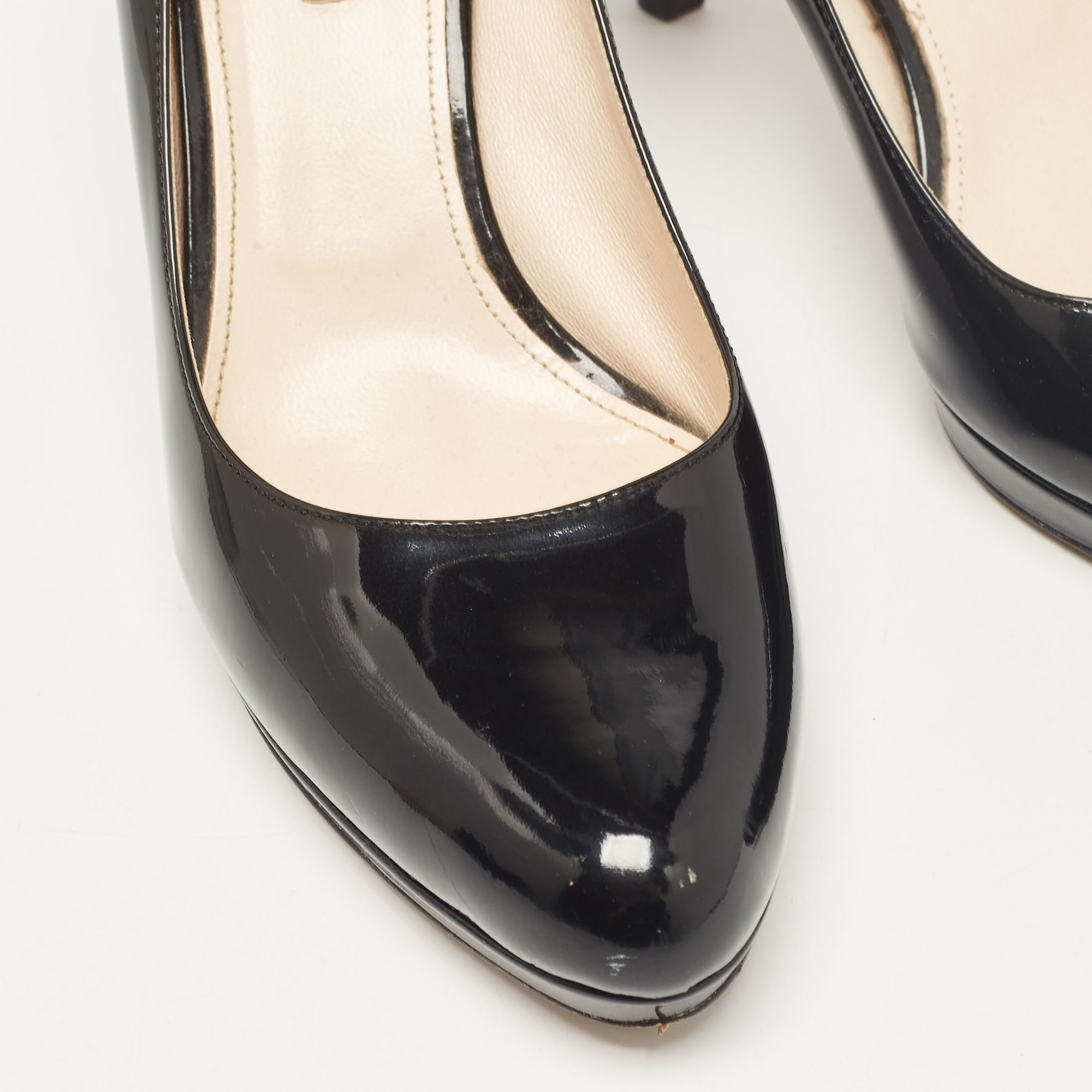 Prada Black Patent Leather Platform Pumps Size 40.5