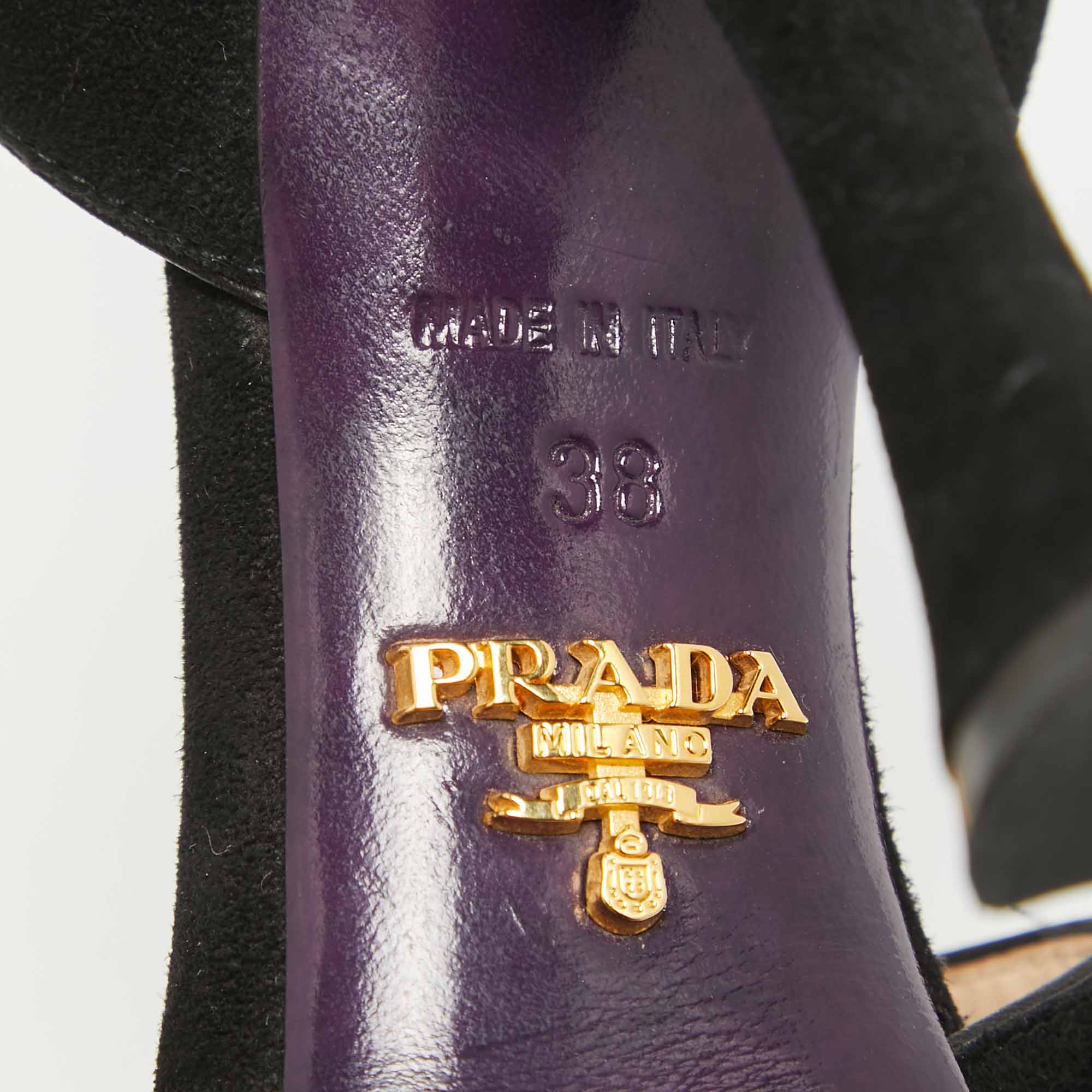 Prada Black Suede Ankle Strap Sandals Size 38