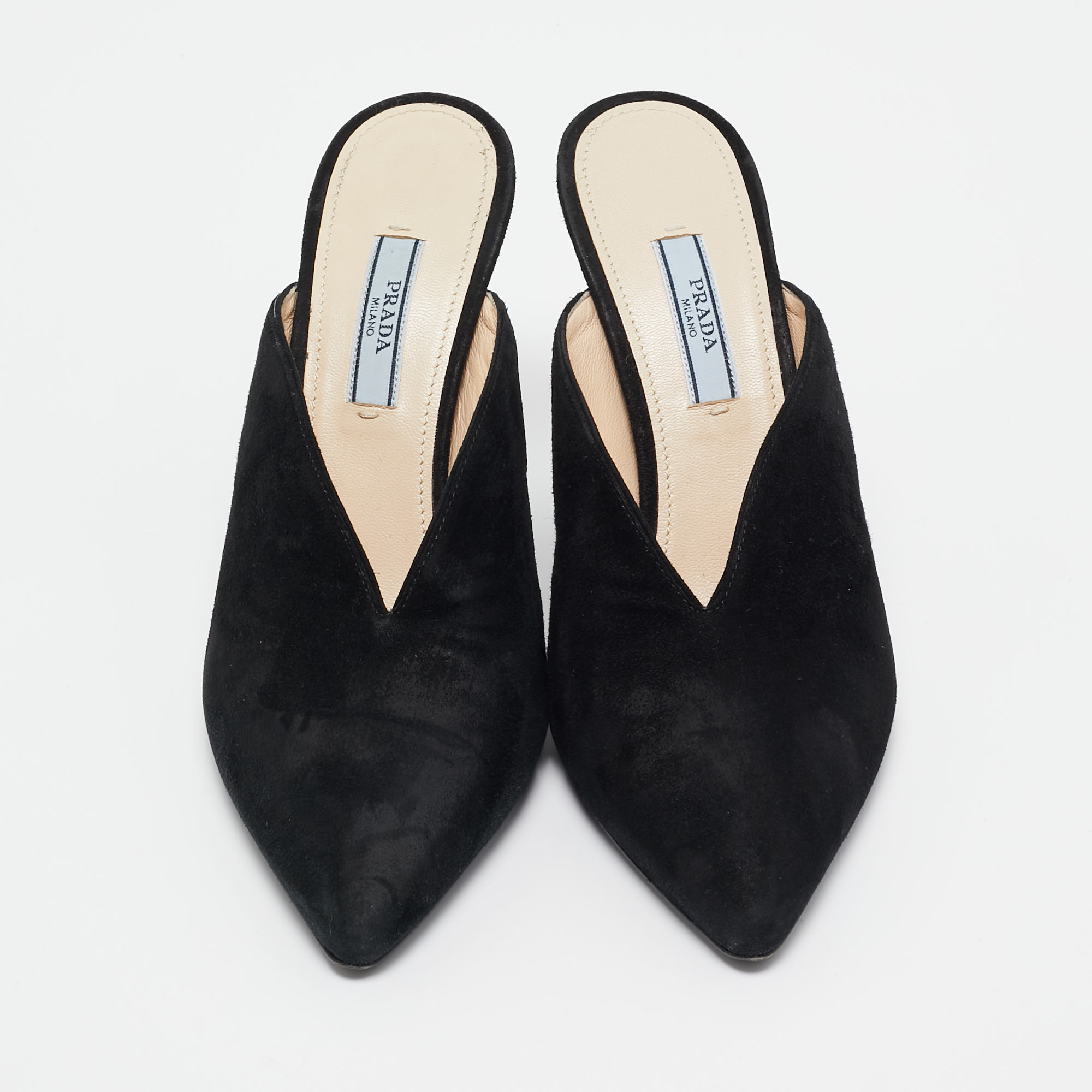 Prada Black Suede Mules Size 37