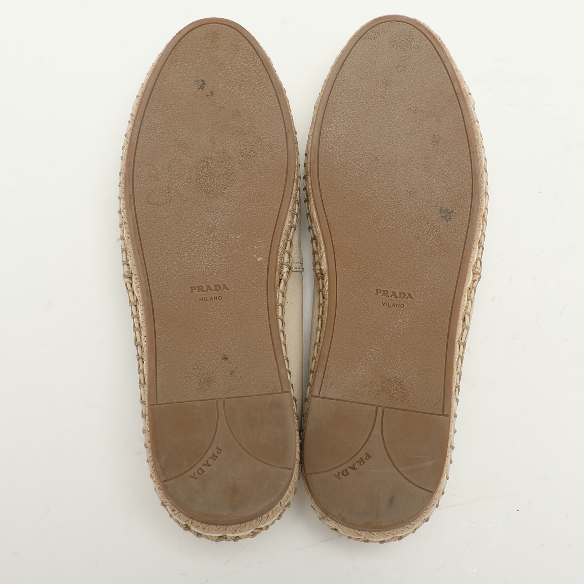 Prada Cream Leather Bow Espadrille Flats Size 38