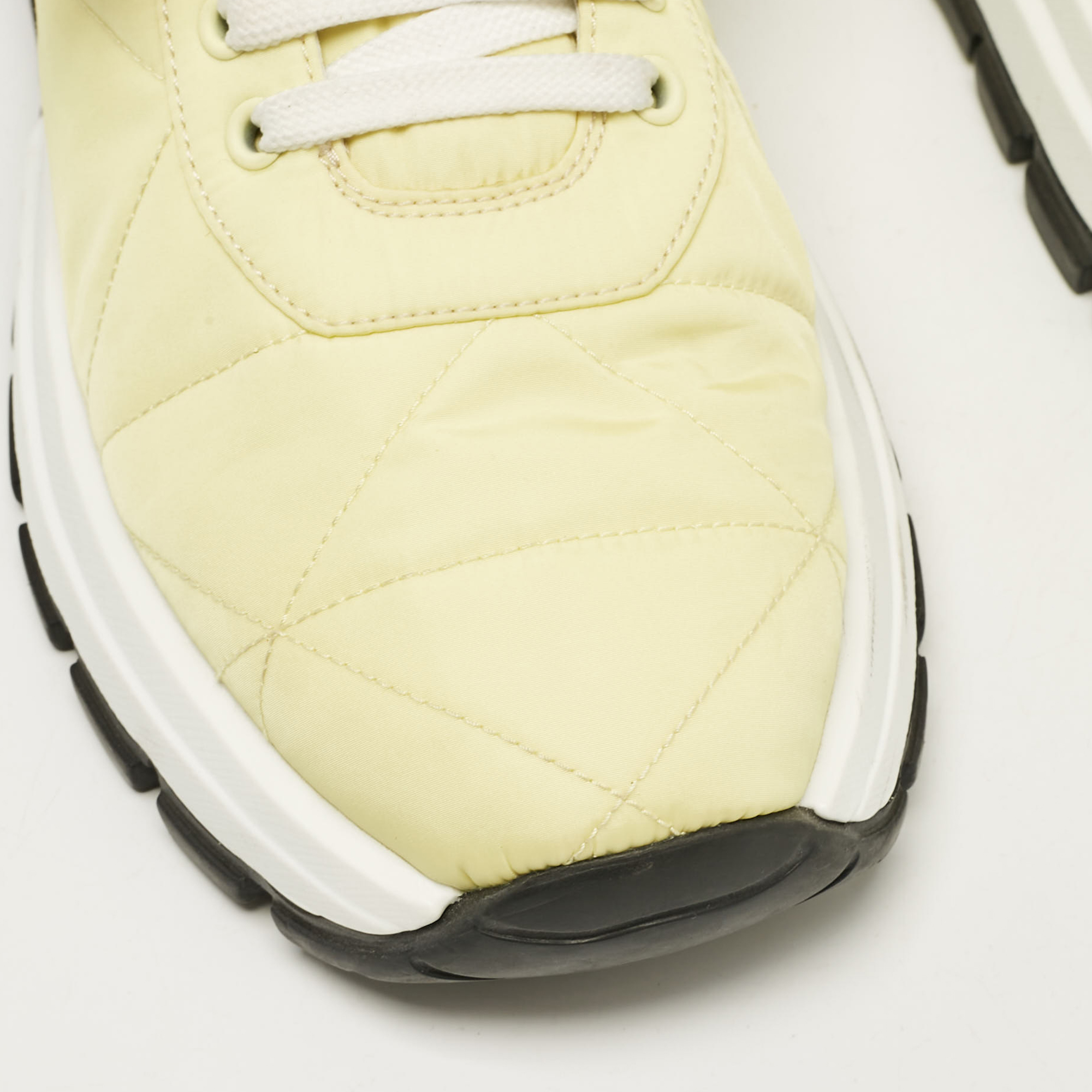 Prada Yellow Nylon Gabardine Low Top Sneakers 39.5