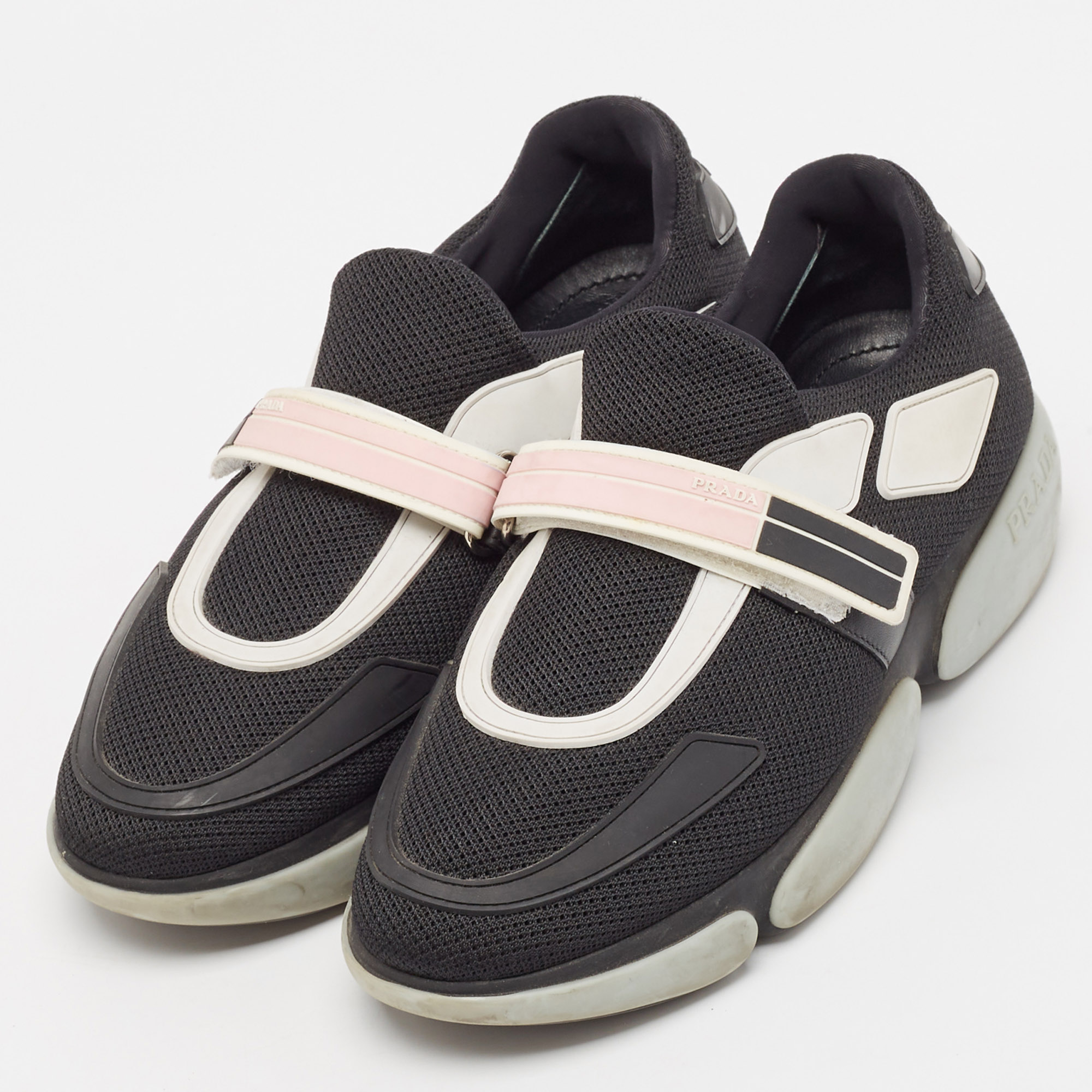 Prada Black Mesh And Rubber Cloudbust Sneakers Size 37.5